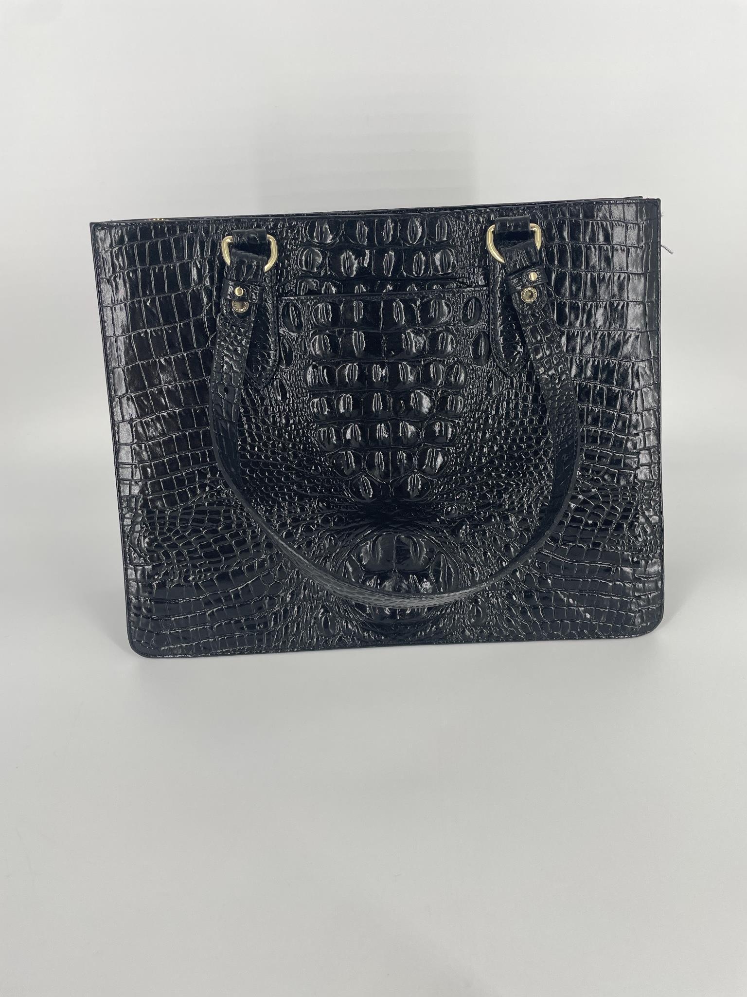 Brahmin hand bag with dust cover. Crocodile embossed (1 of 3)