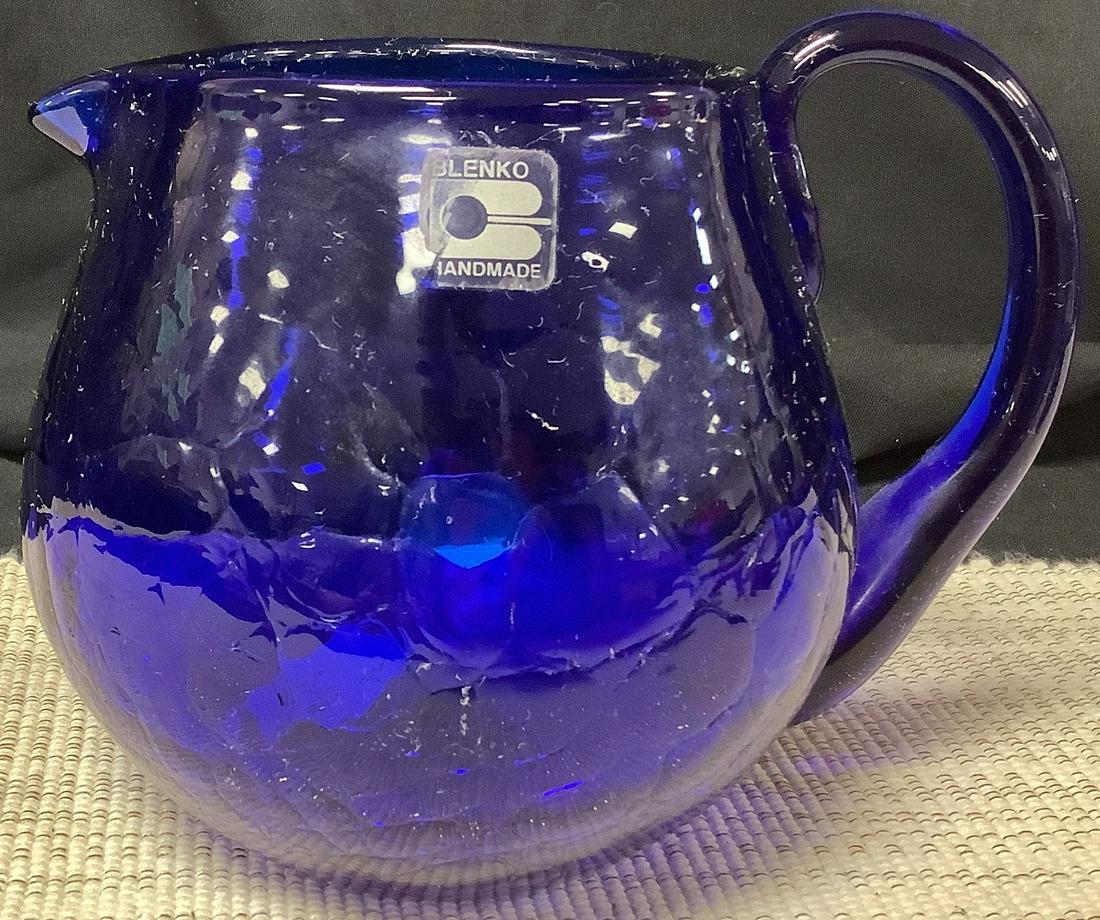 Blenko handmade cobalt blue pitcher 5.5Ã® (1 of 1)