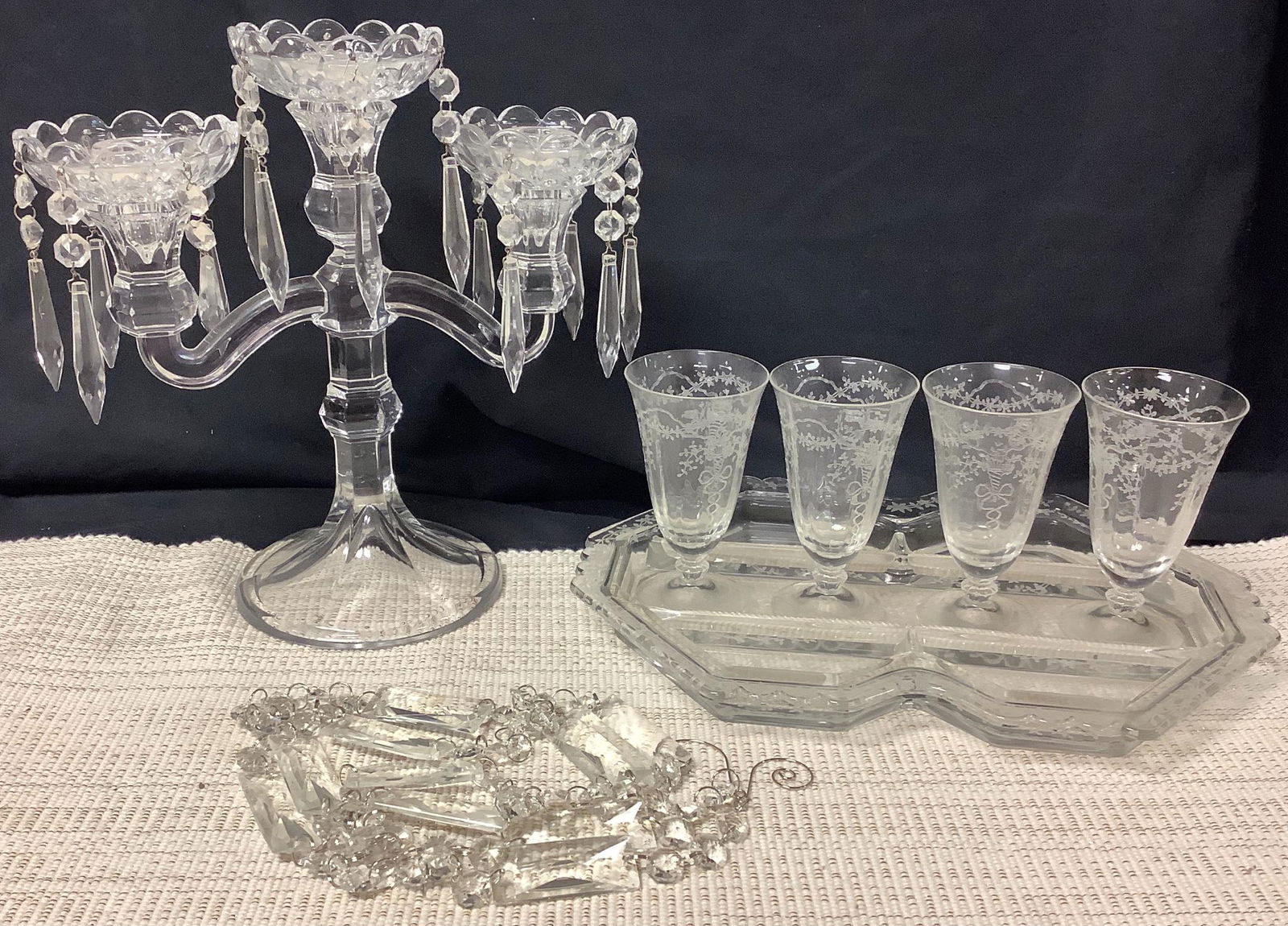 Heisey candelabra 11Ã® tall. Fostoria glass co. Corsage (1 of 4)