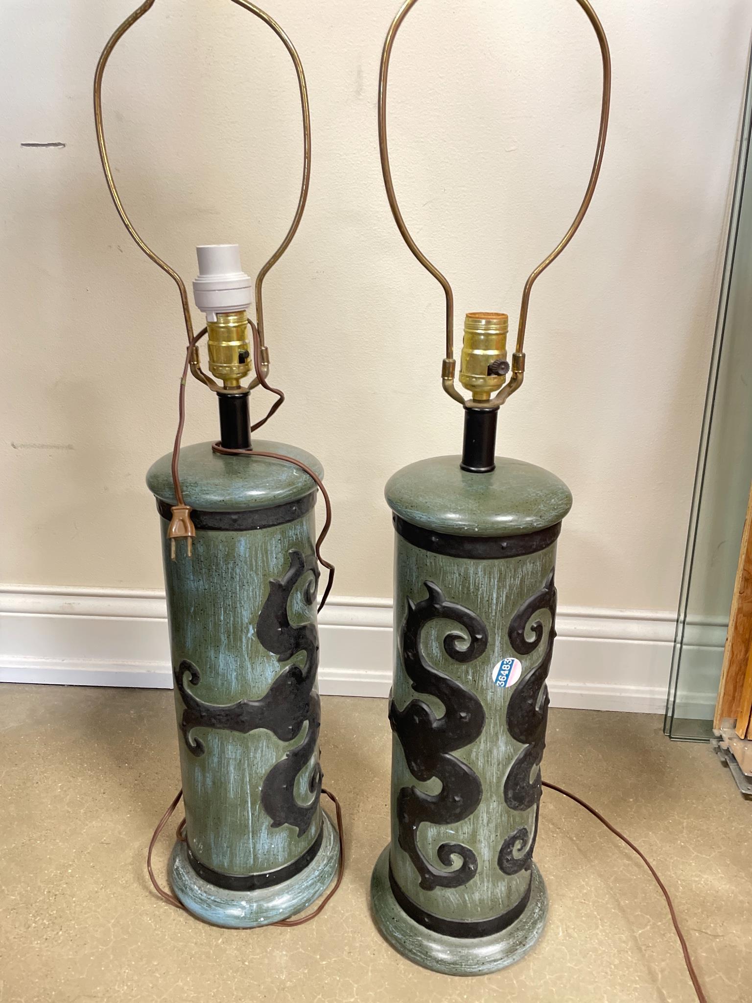Pair of mid century metal table lamps. 32 inches tall (1 of 1)