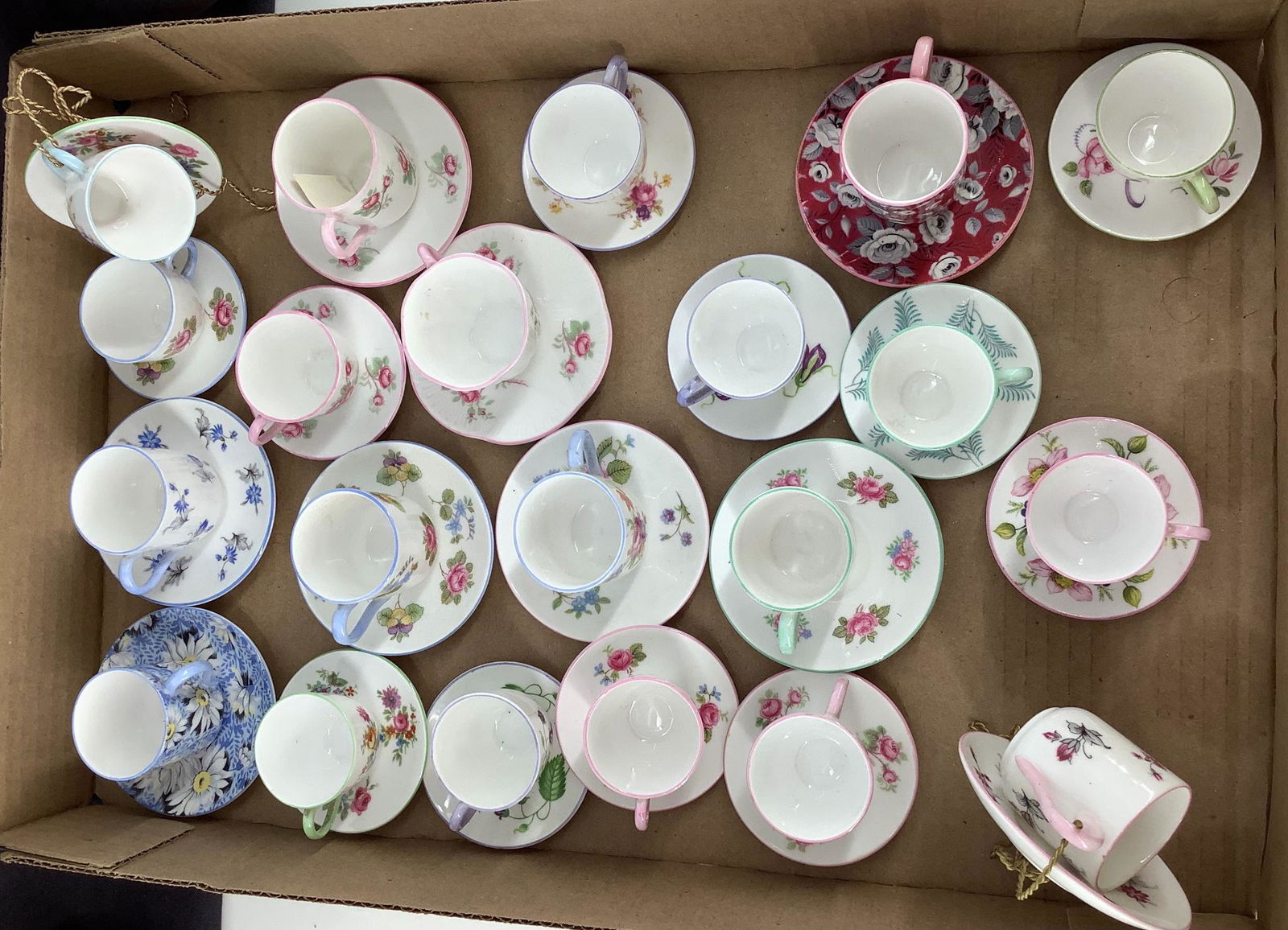 Lot of Shelley China, 21 mini cups and saucer with 15 (1 of 2)