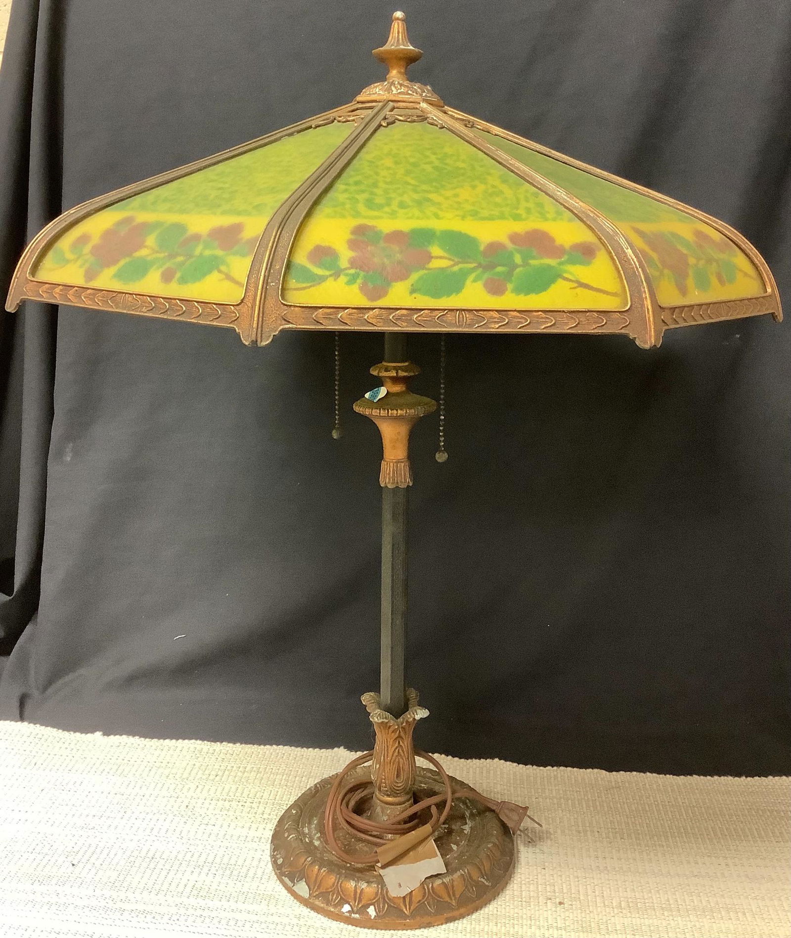 Green slag electric lamp 26" (1 of 2)