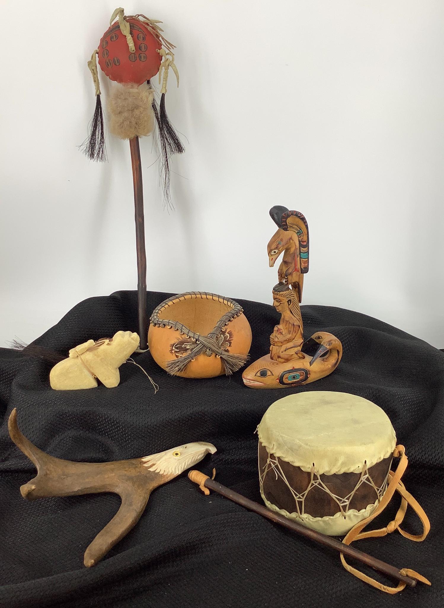 Lot of Native American type items including a signed (1 of 1)