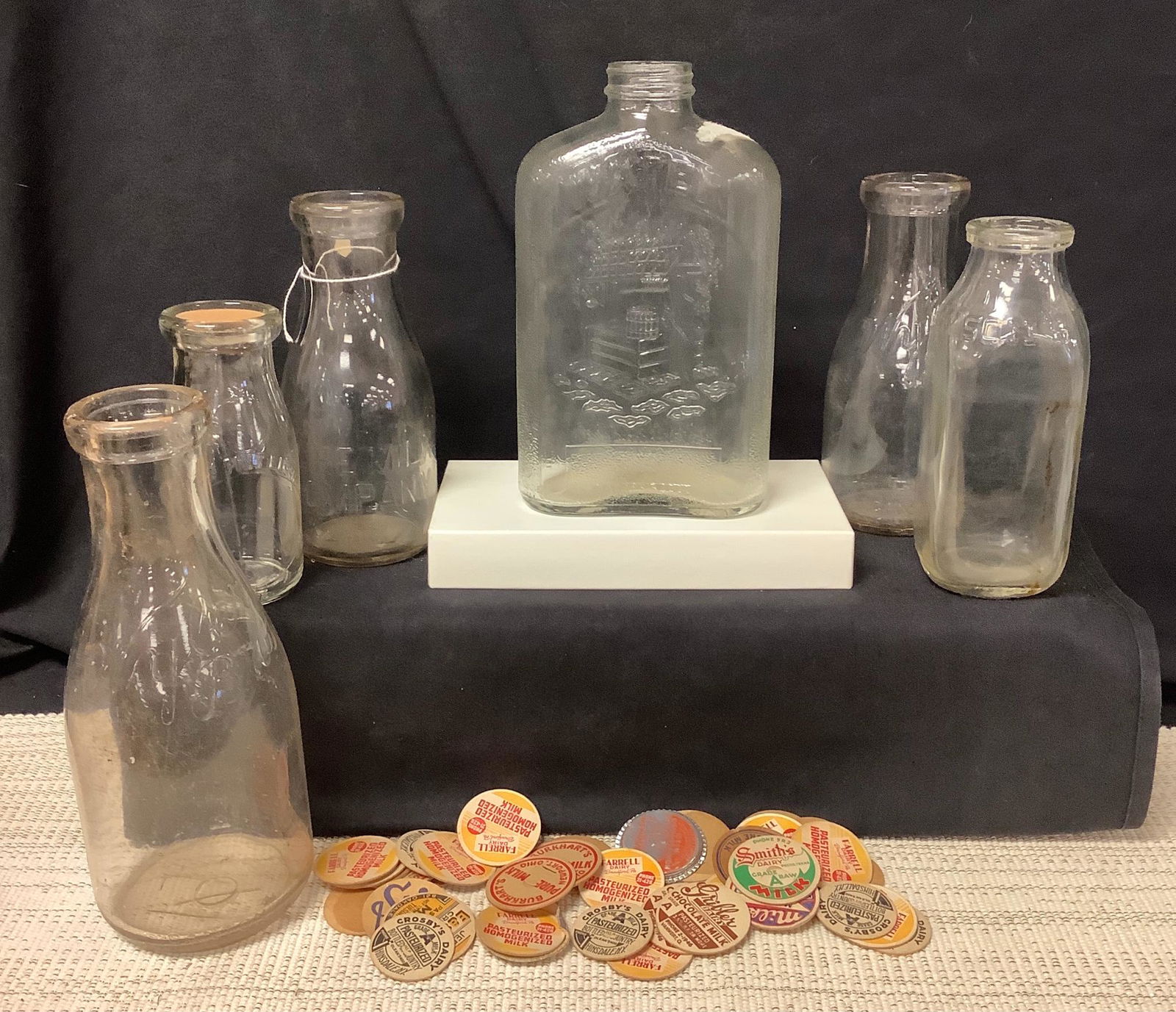Lot of six old, clear misc milk/water and other type (1 of 1)