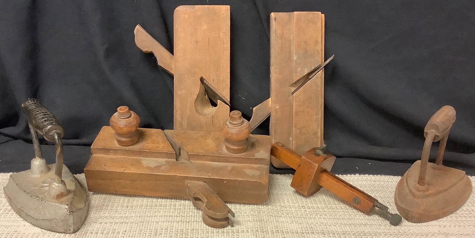 Lot of 6 various primitive items including 2 sad irons. (1 of 1)