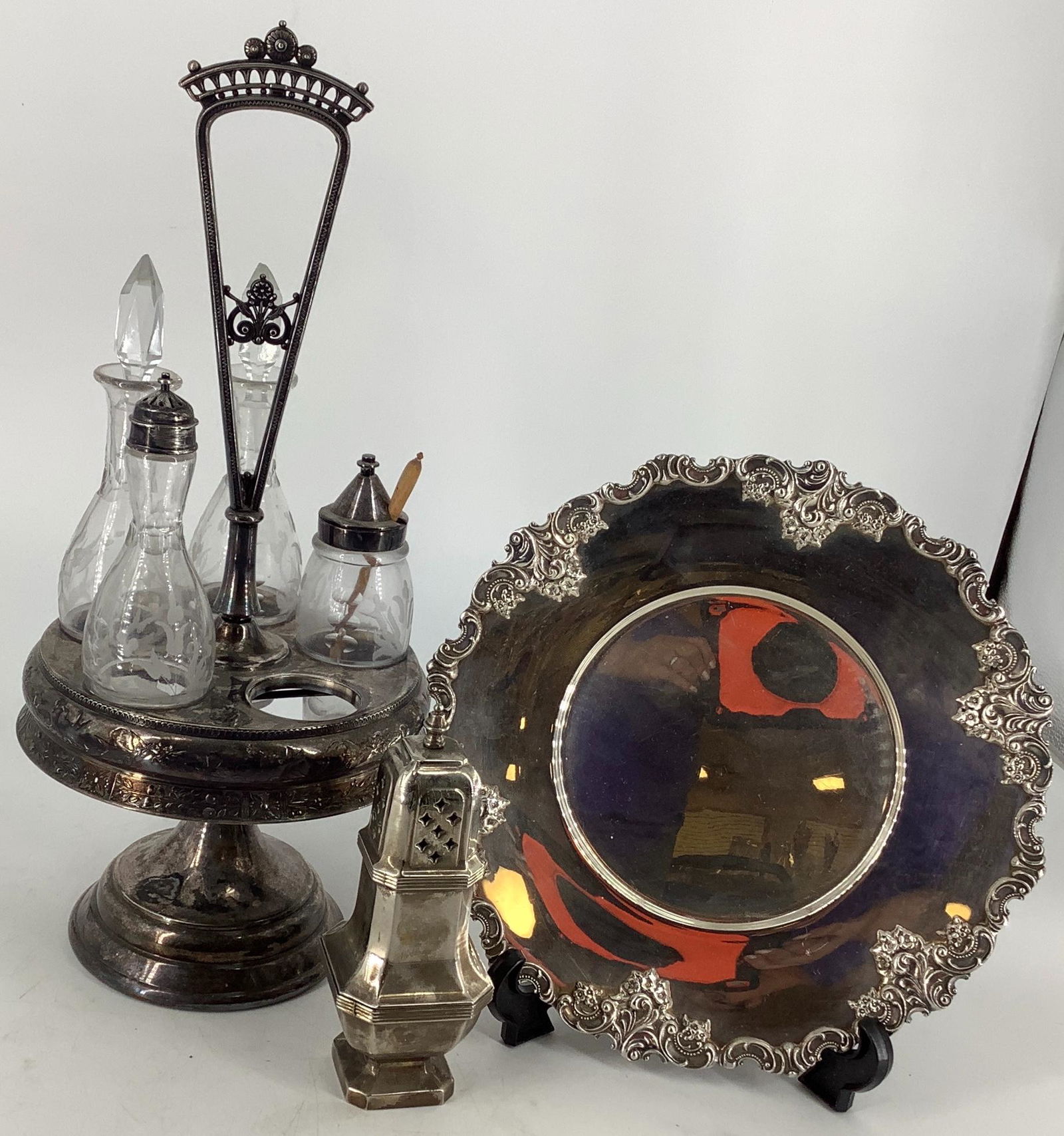 Lot of silver plated items. Including a canister set (1 of 8)