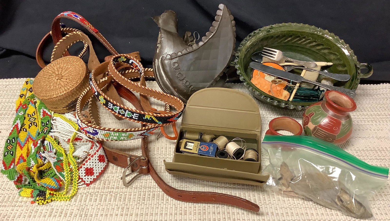 50’s beaded Indian belts, jewelry, pottery & (1 of 2)