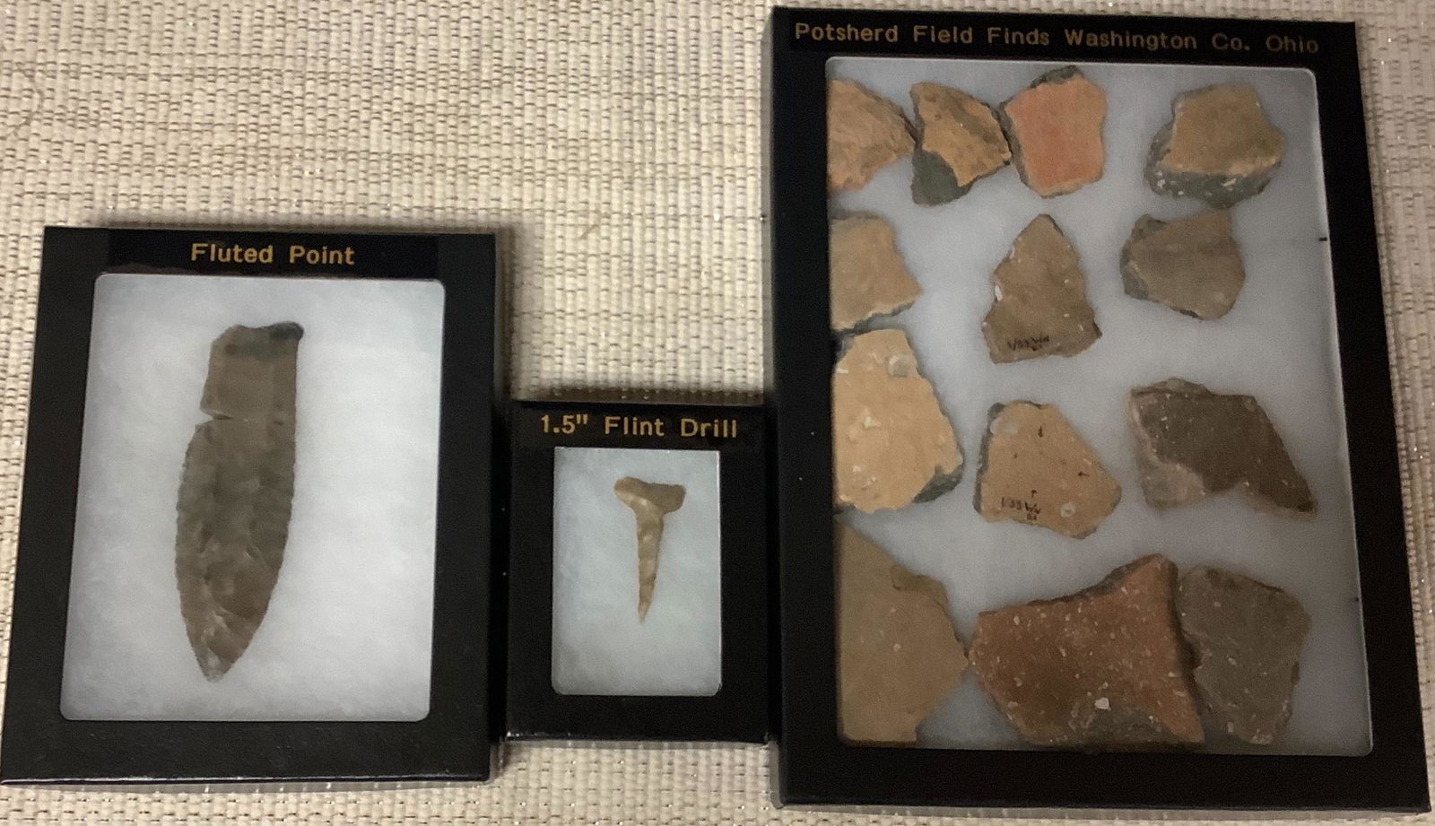 Lot of 3. 1.5” flint drill. Fluted point flint & (1 of 1)