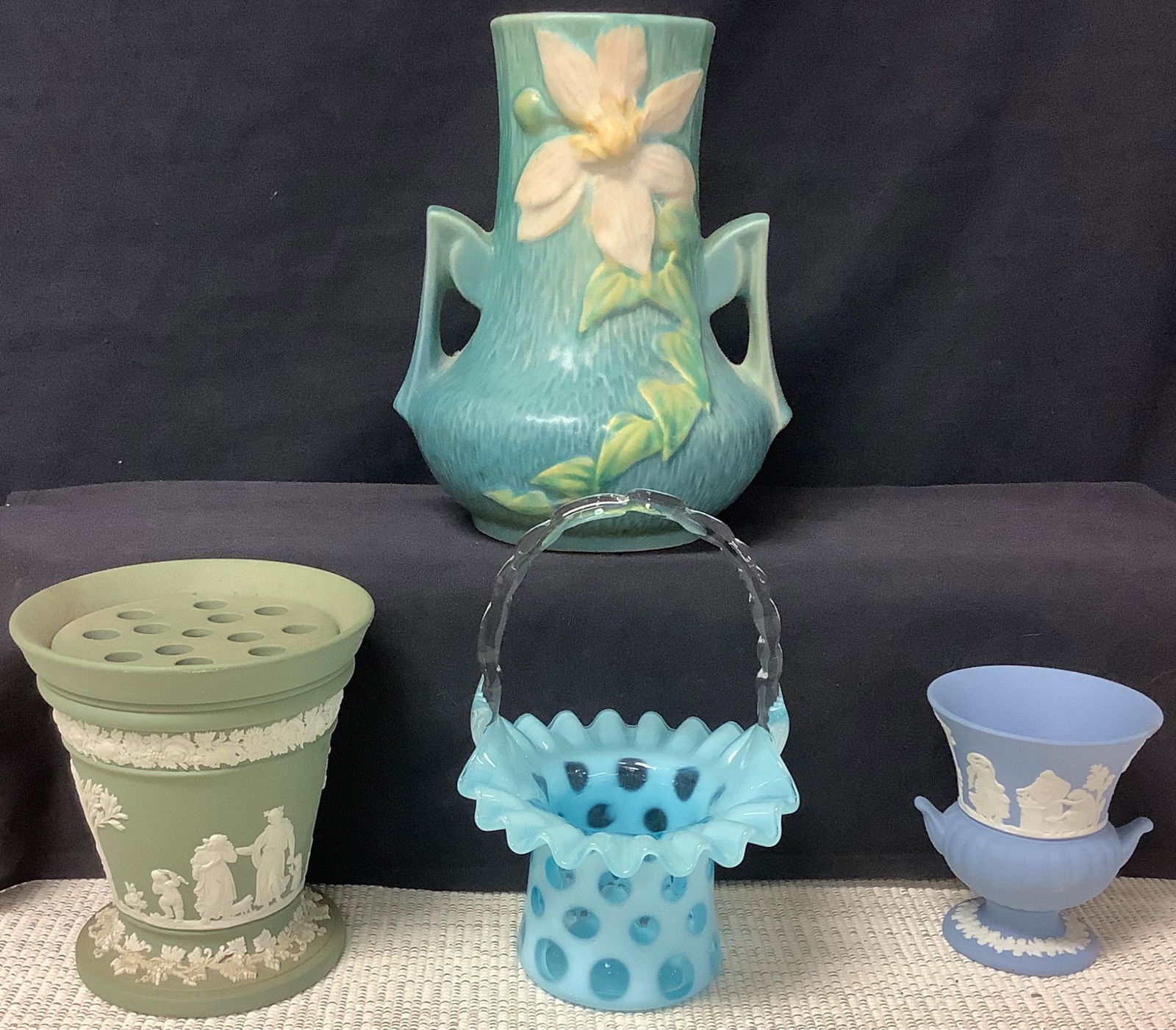 Lot of pottery & glass including Wedgewood, Fenton and (1 of 3)