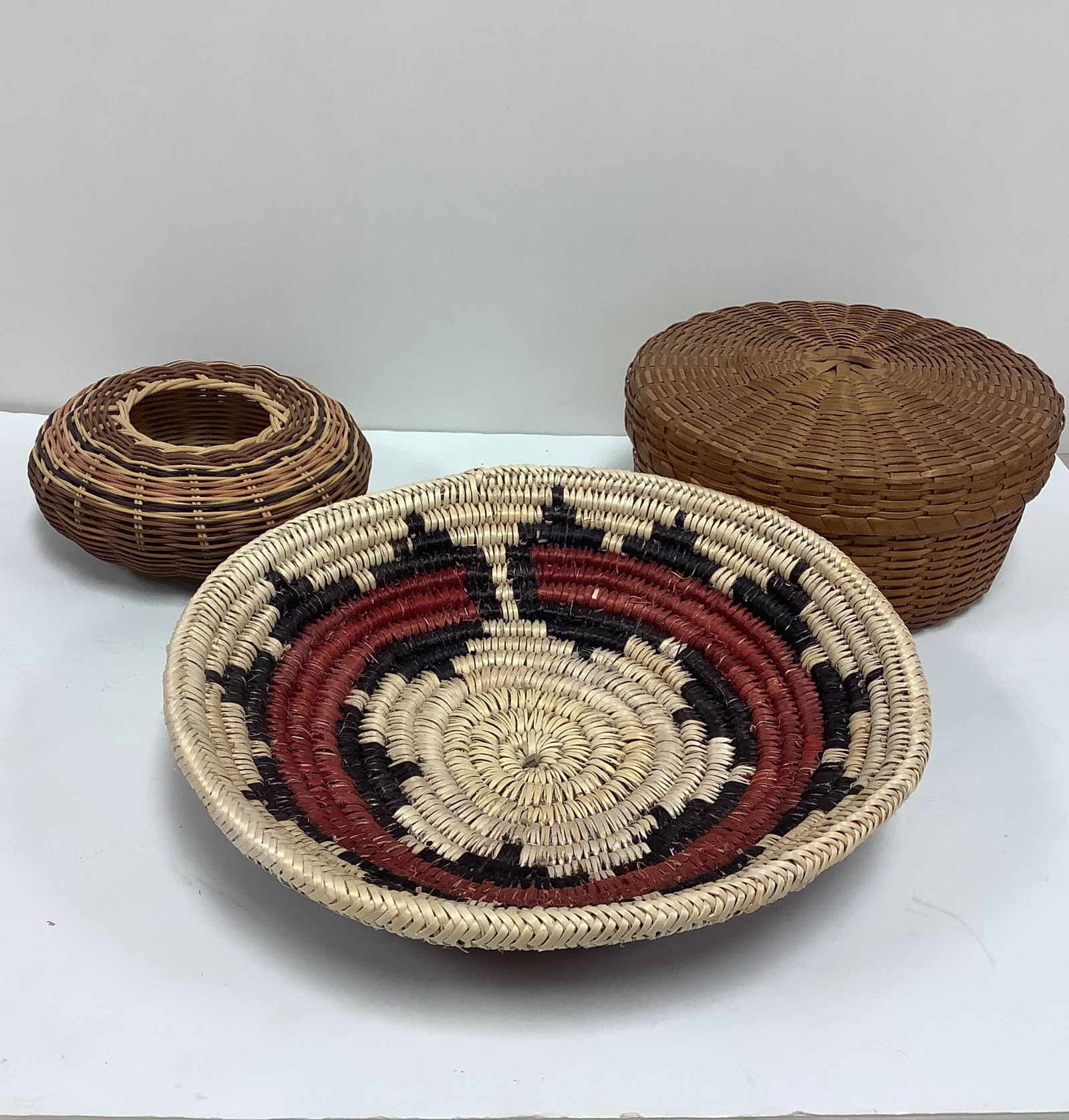 Lot of three baskets including Navajo ceremonial basket (1 of 2)