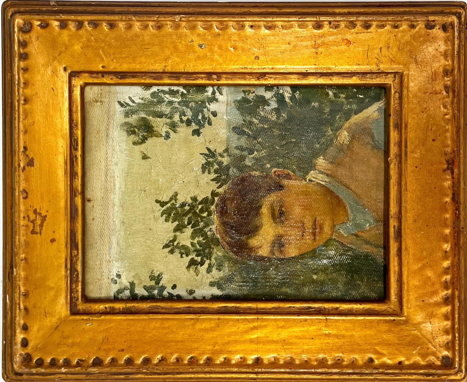 Oil on canvas, young boy. Unsigned. 8” x 10 (1 of 1)