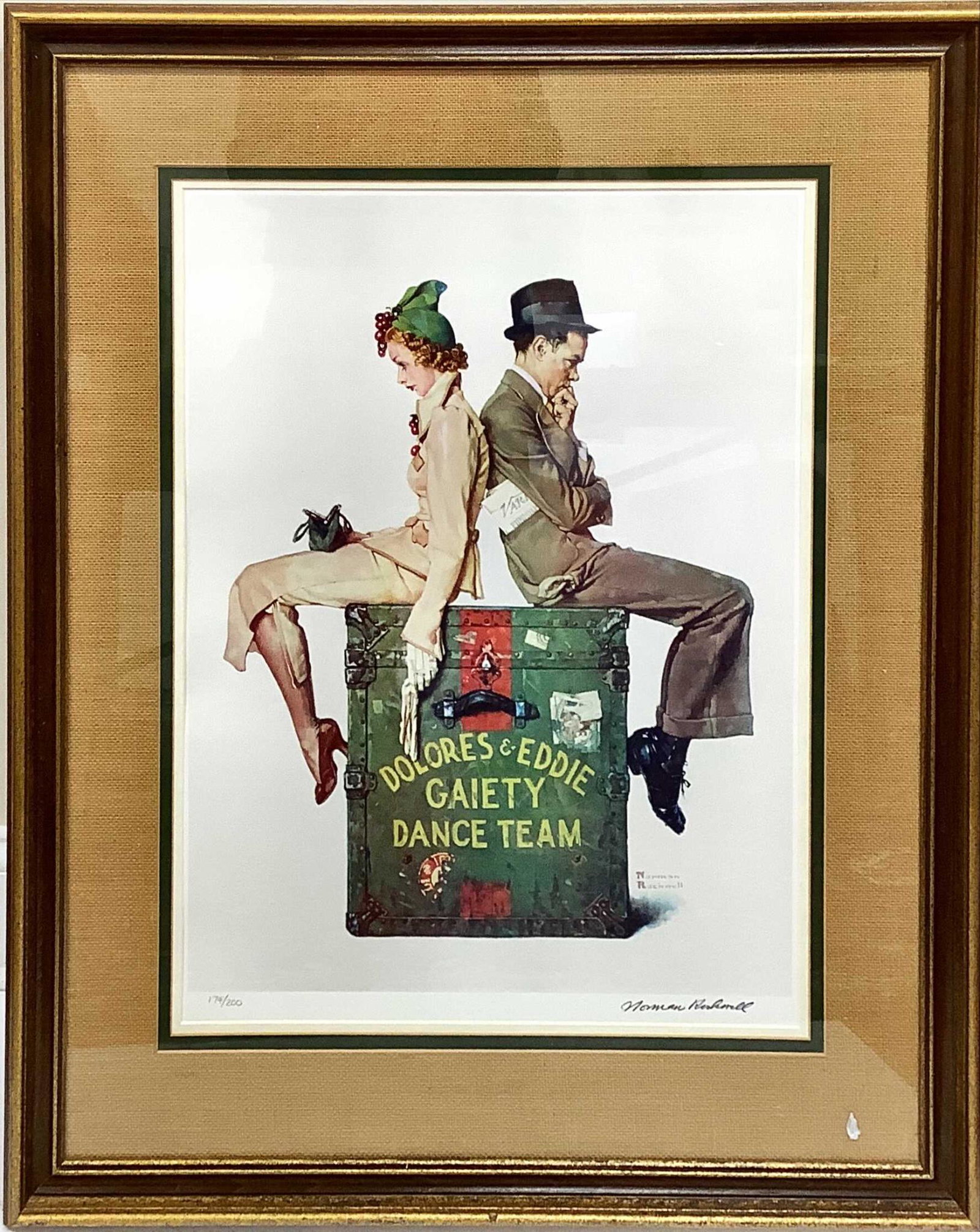 Norman Rockwell “Gaiety Dance Team”: Norman Rockwell “Gaiety Dance Team” collotype print #174/200. With documentation paperwork. 28.5 inches by 35 inches.