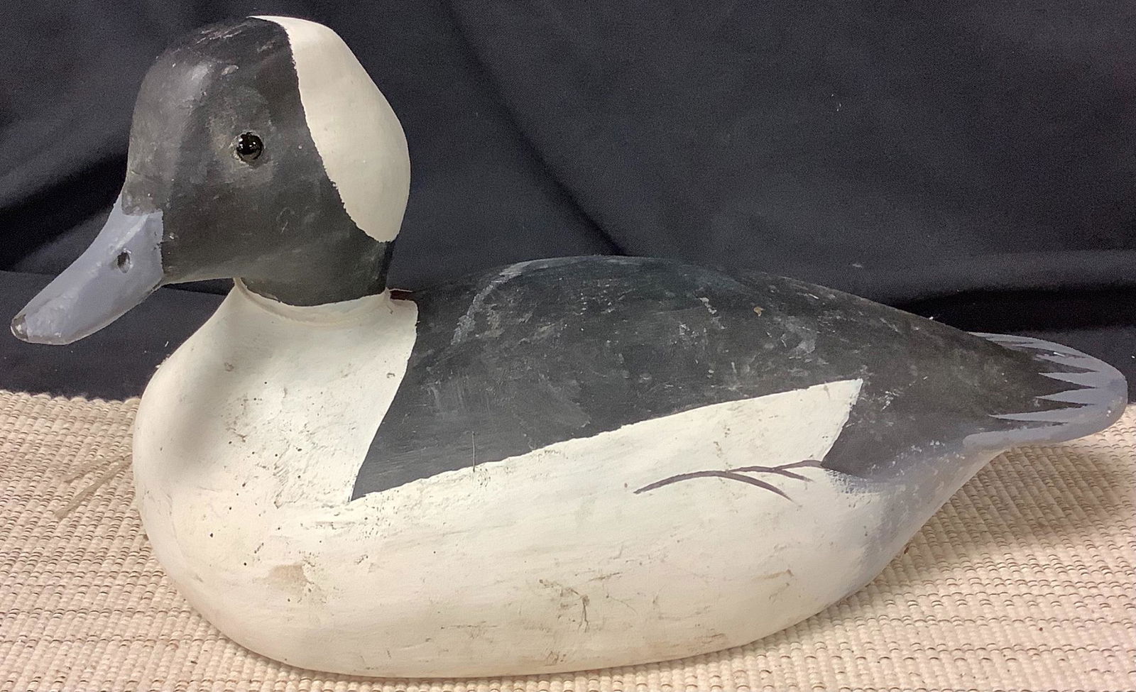 Wooden duck decoy. Drake bufflehead 11 3/4” long. (1 of 2)