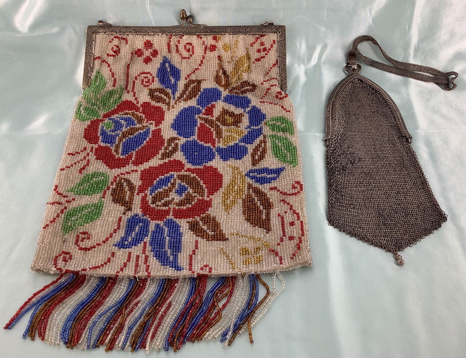 Lot of two antique purses including a large, 12” (1 of 1)