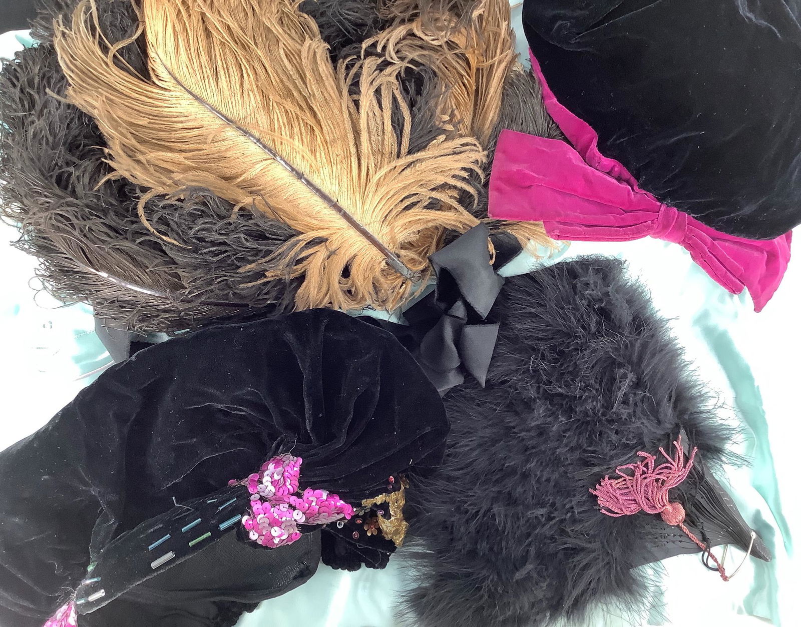 Lot of three vintage hats made of beaded velvet and (1 of 2)