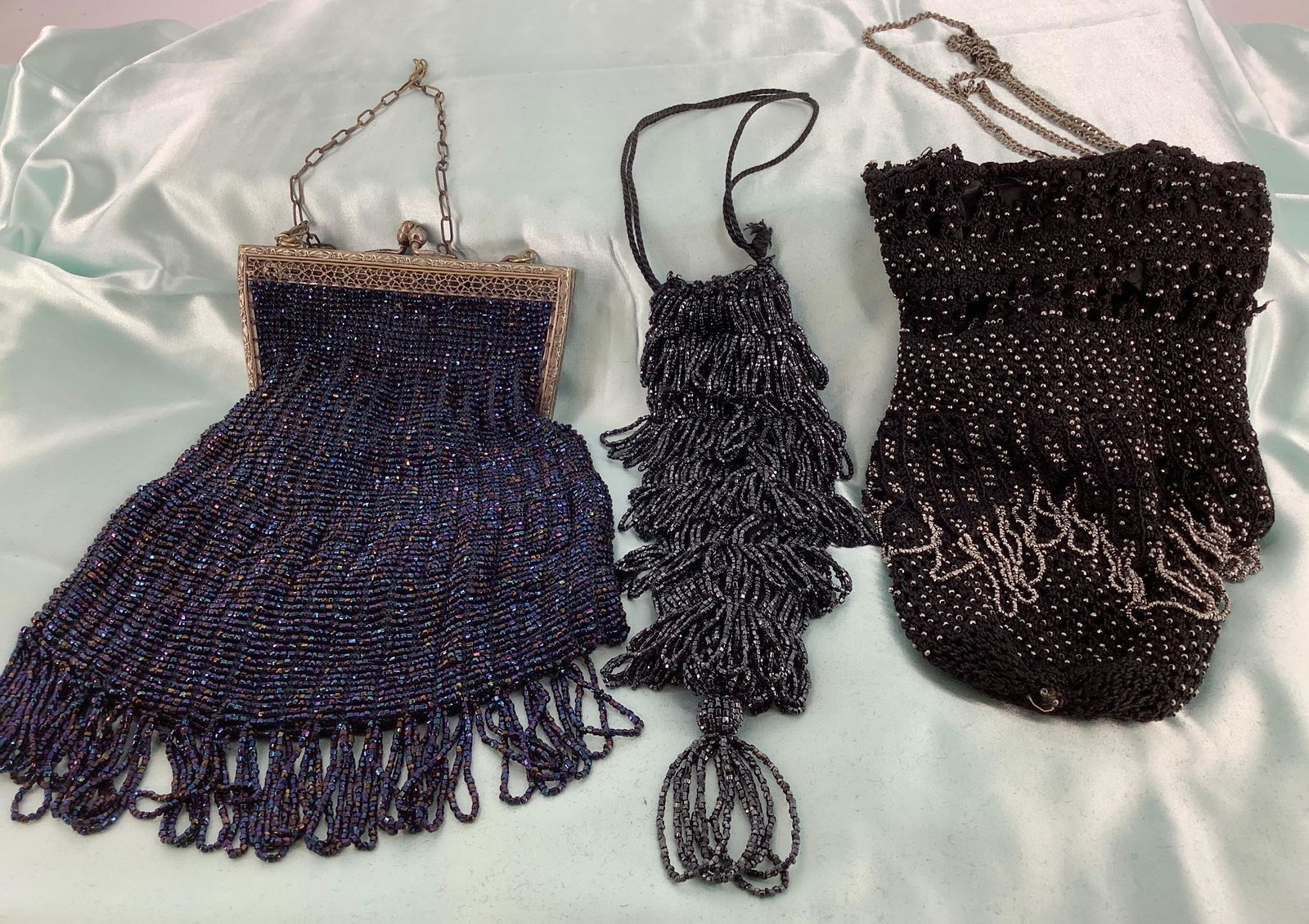 Lot of three vintage bags. Longest blue purse is approx (1 of 1)