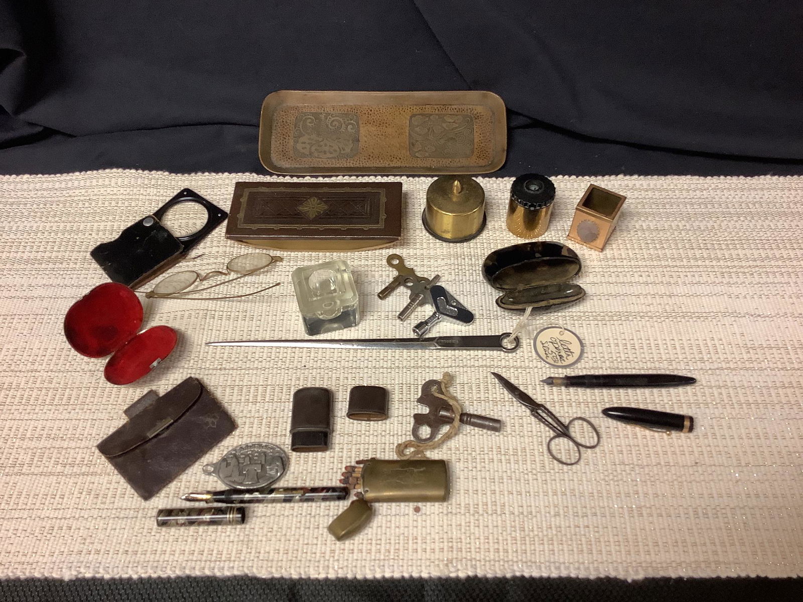 Lot of misc desk items including hallmarked letter (1 of 2)