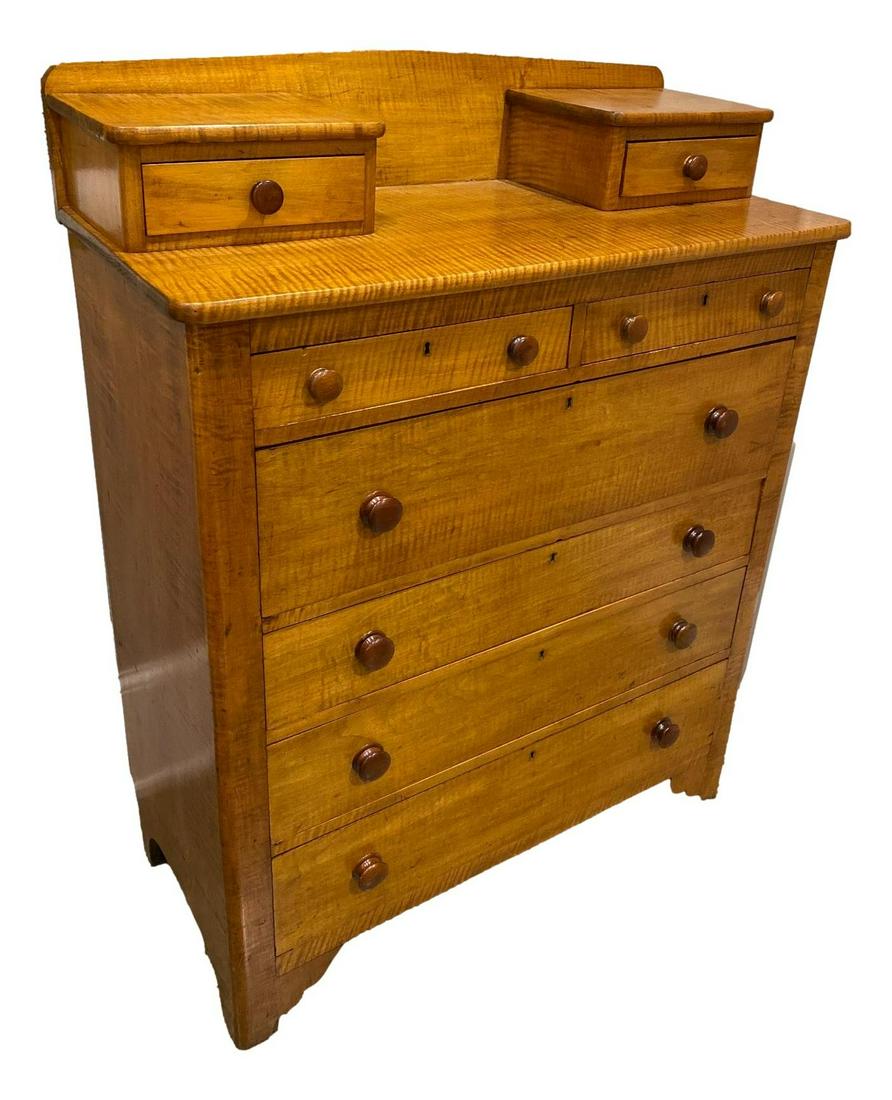 Tiger maple eight drawer empire chest, 42” x (1 of 3)