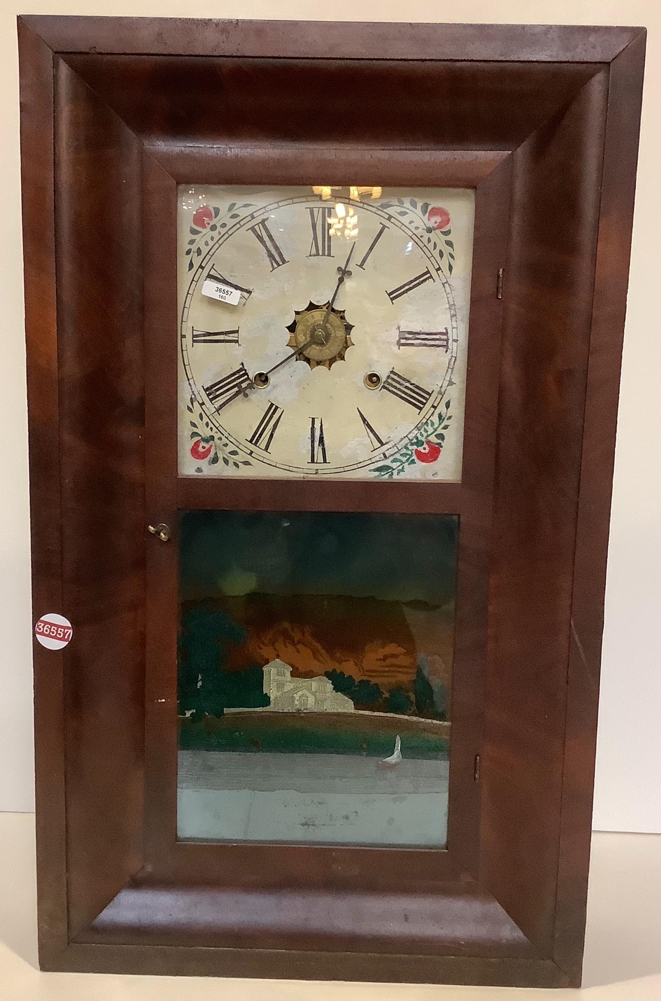 Waterbury mahogany OG clock, 26”H (1 of 2)