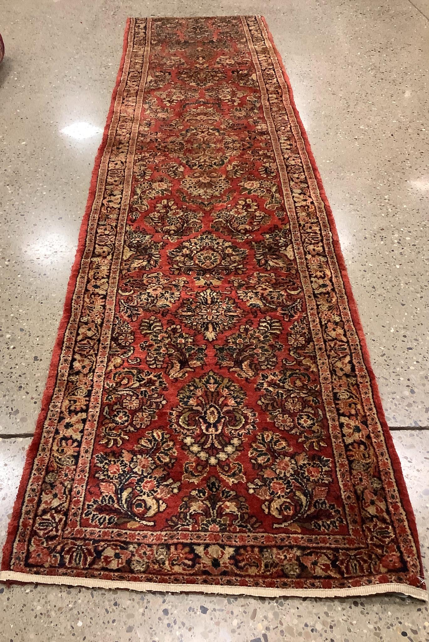Antique Sarouk runner, circa 1920's, 2.8' x 11.7'. (1 of 2)