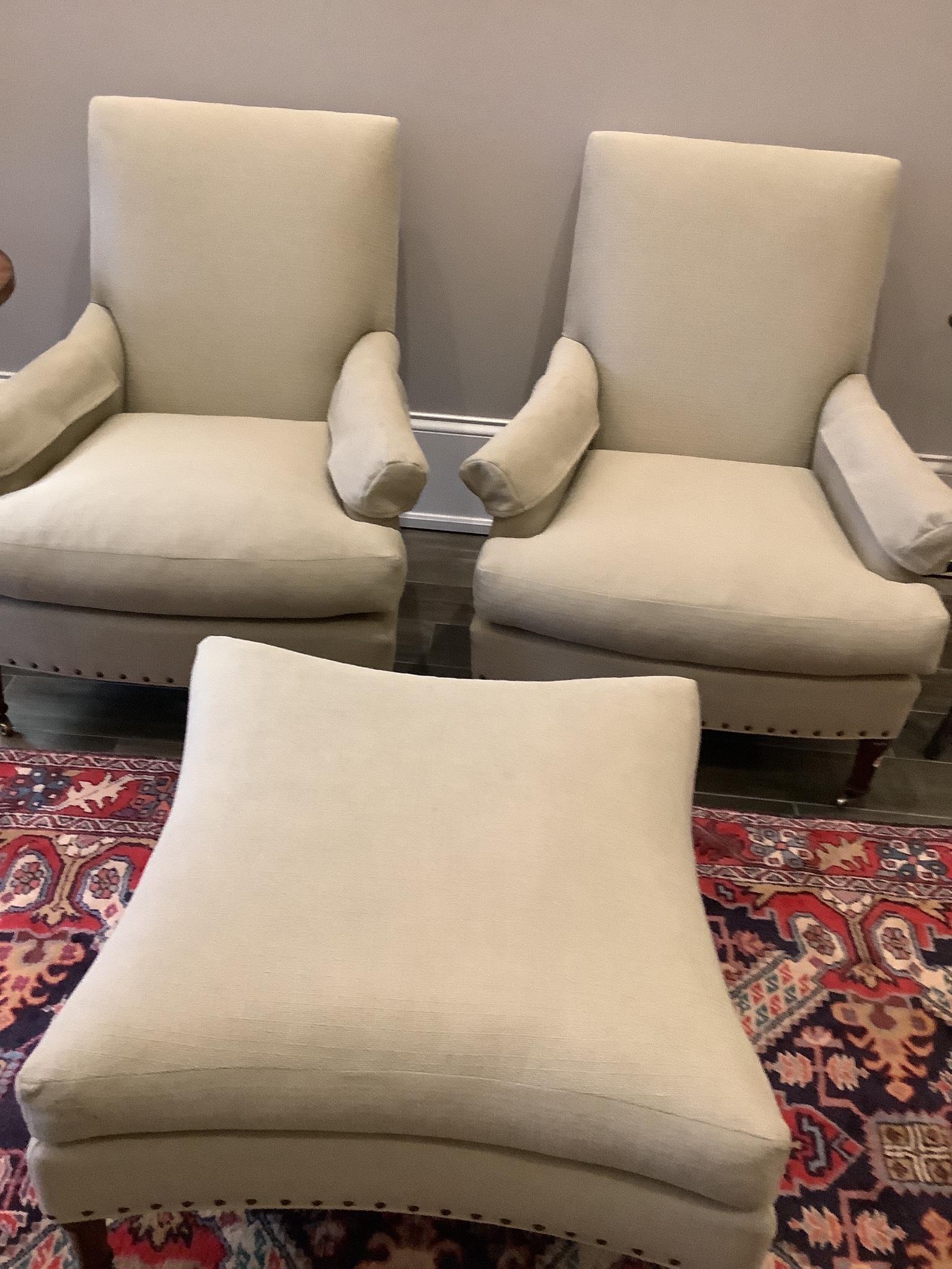 Pair of Hickory Chair Co upholstered chairs with (1 of 4)