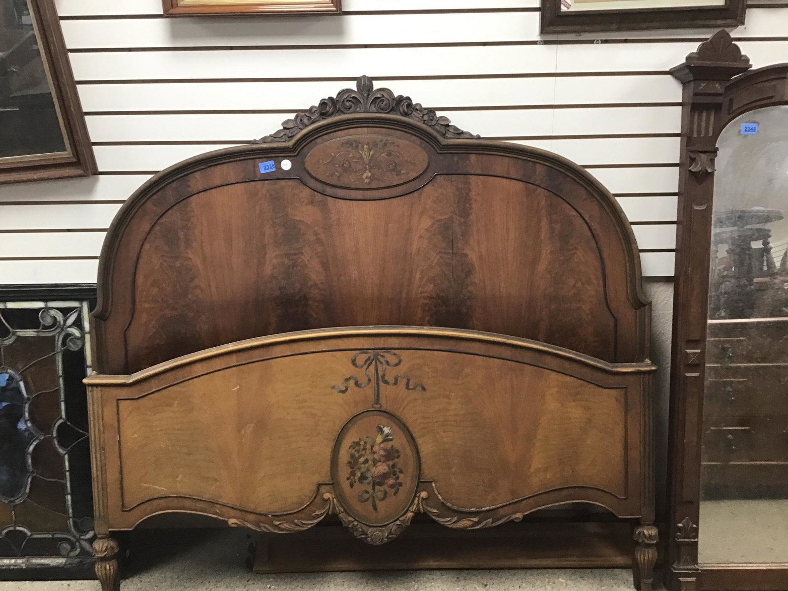 1920s bed with stencil decor: 1920s bed with stencil decor