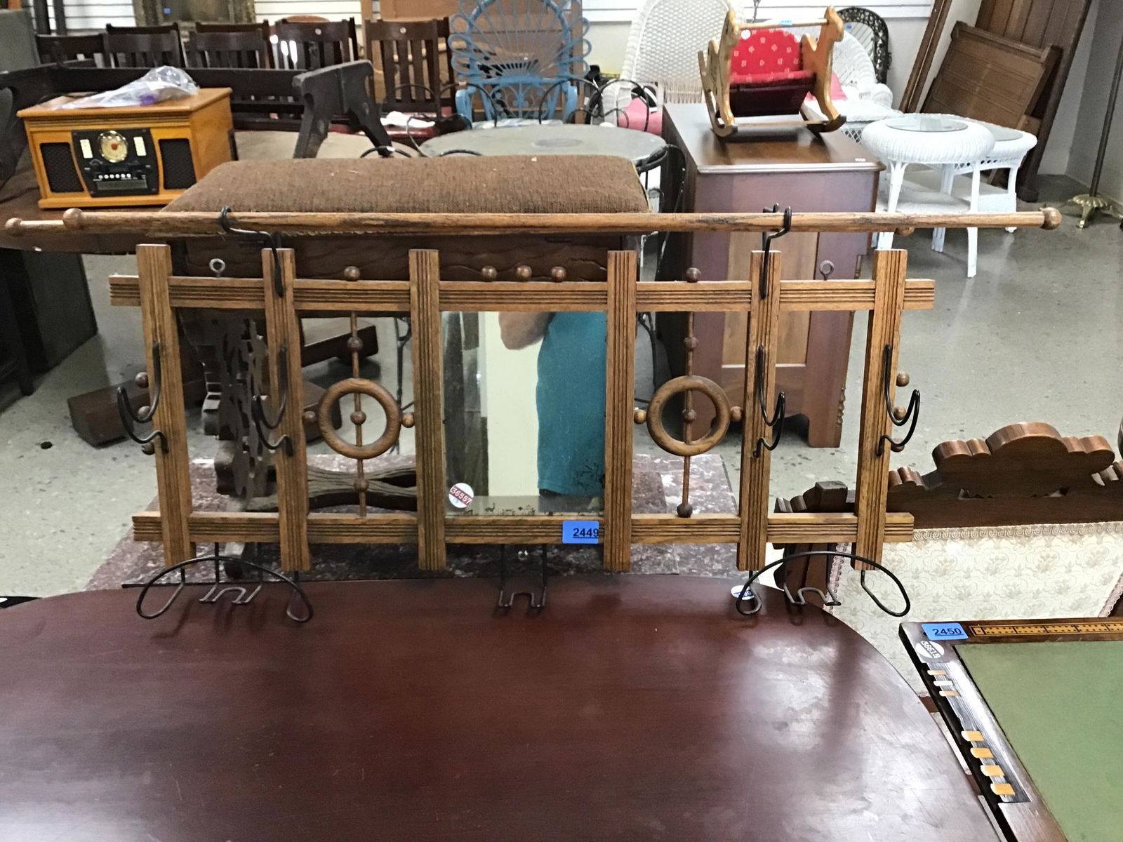 Hanging hat and coat rack.: Hanging hat and coat rack.