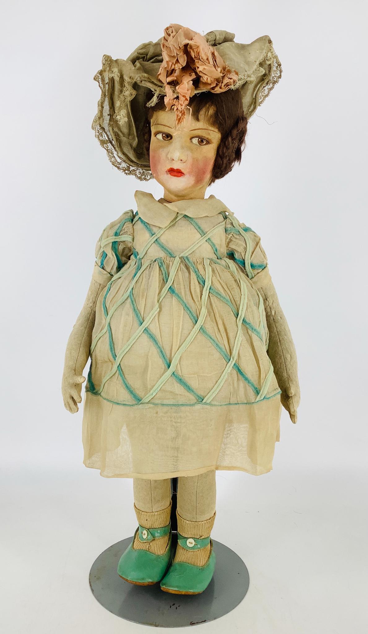 All cloth Lenci Girl. 23" doll with felt swivel head, (1 of 4)