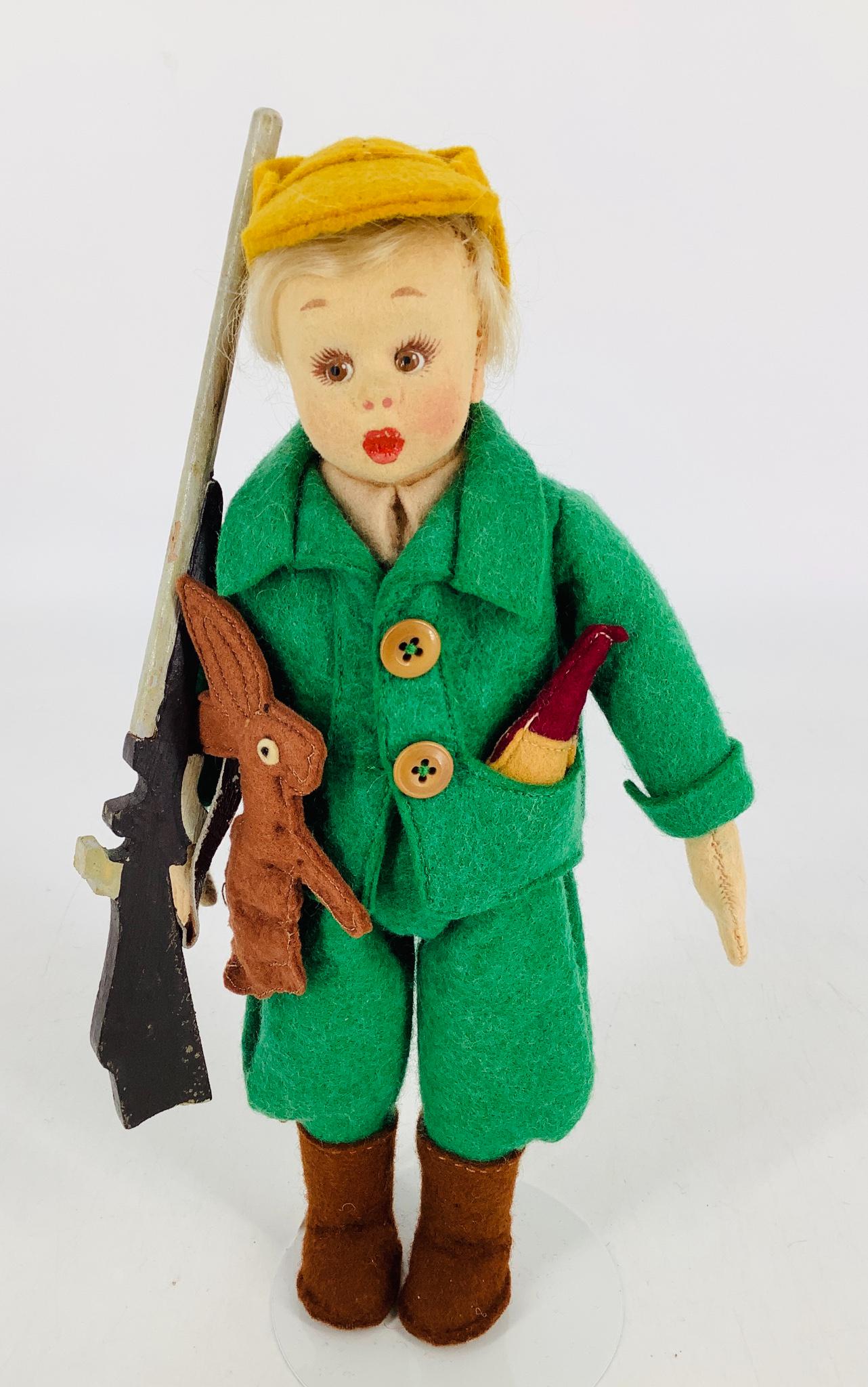 Lenci Mascotte Boy dressed as a Hunter. 9" doll with (1 of 2)