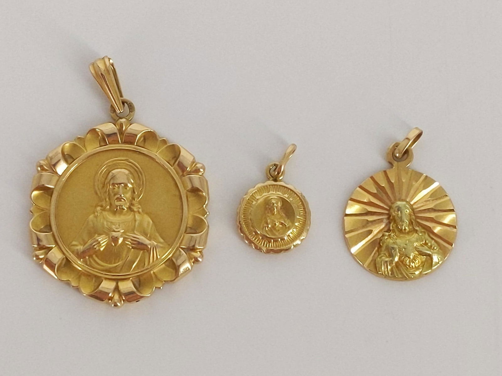 Three 18kt Gold Religious Charms/Pendants (1 of 7)