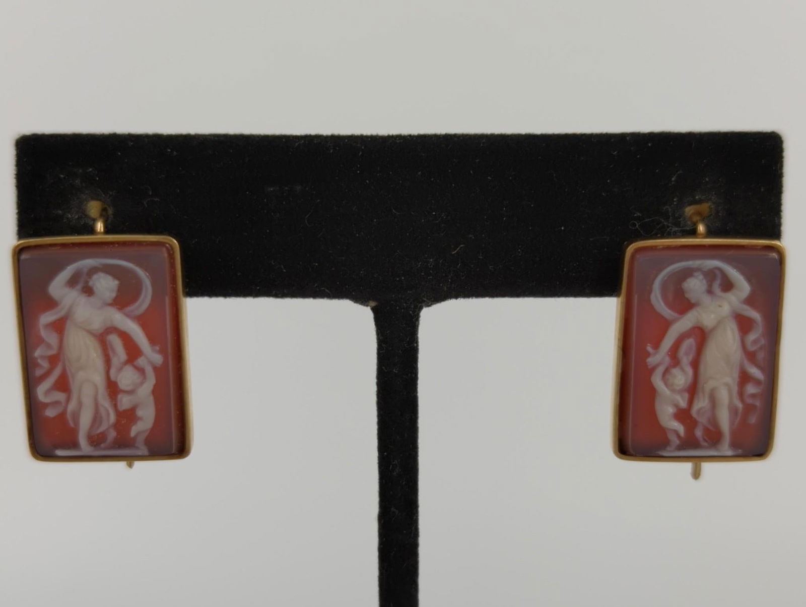 Vintage Gold Cameo Dangle Earrings (1 of 4)