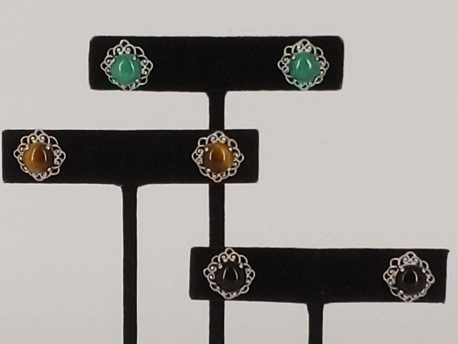 Three Pair Sterling and Semi-Precious Stone Earrings (1 of 4)