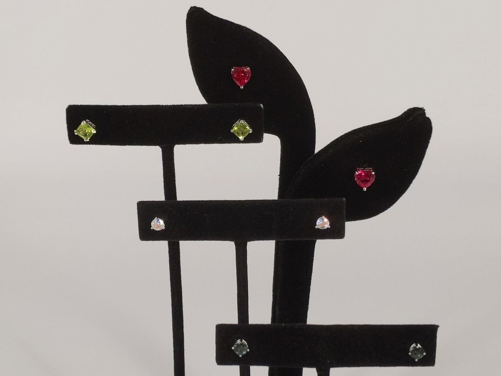 Four Pair Sterling and Gemstone Stud Earrings (1 of 5)