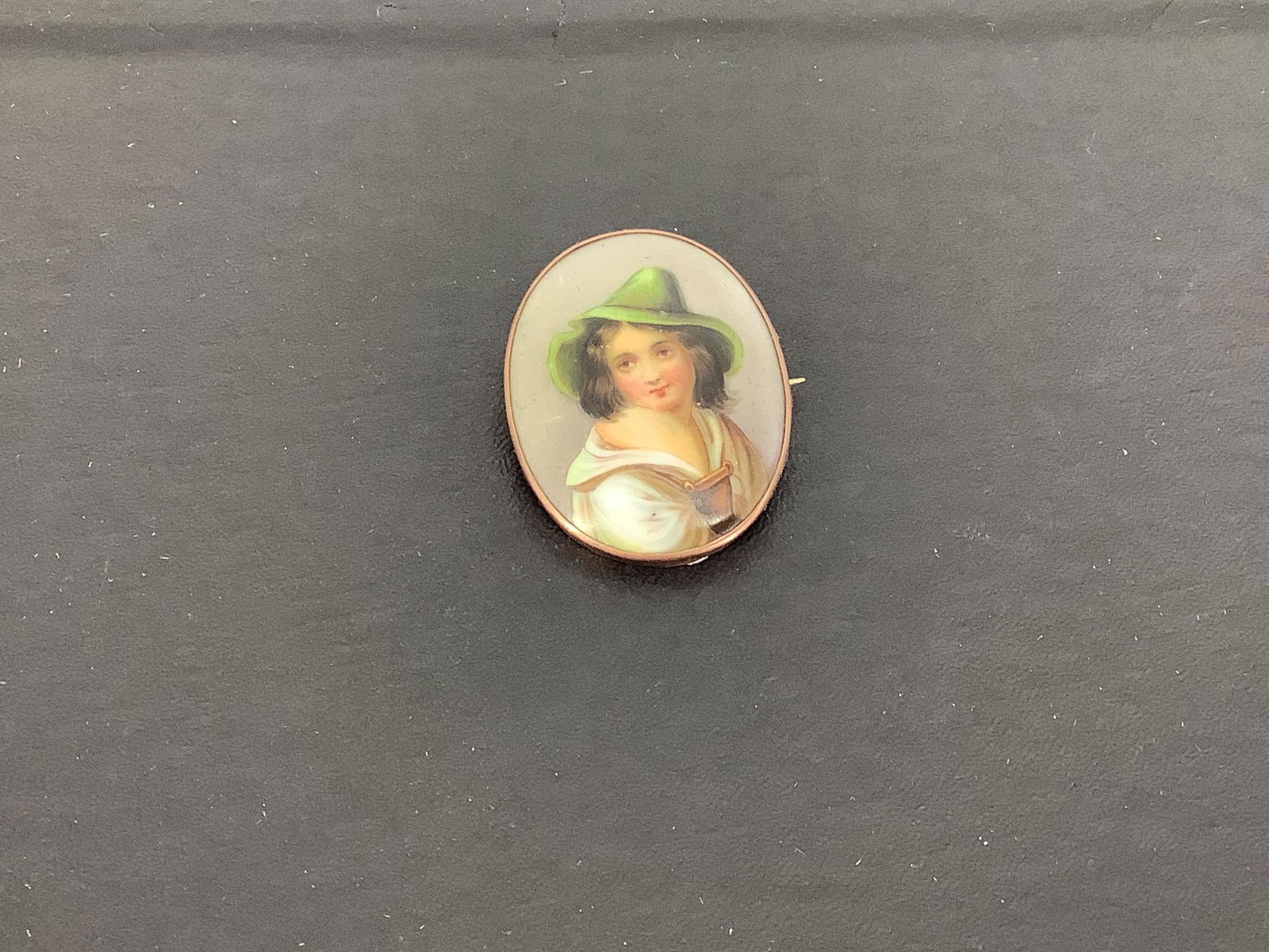 Painted Porcelain Portrait Pin (1 of 1)