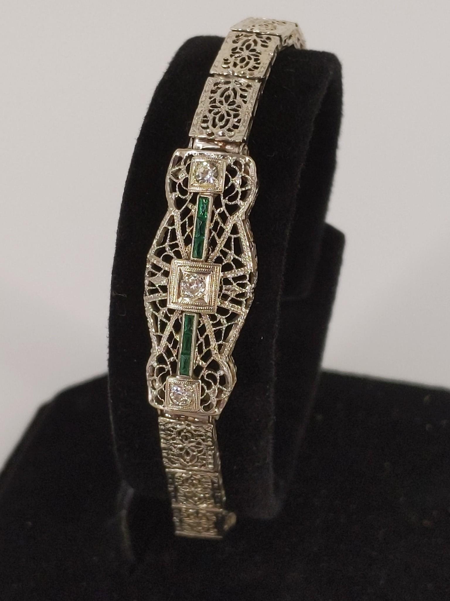 Art Deco Style Bracelet w/Gemstones (1 of 9)