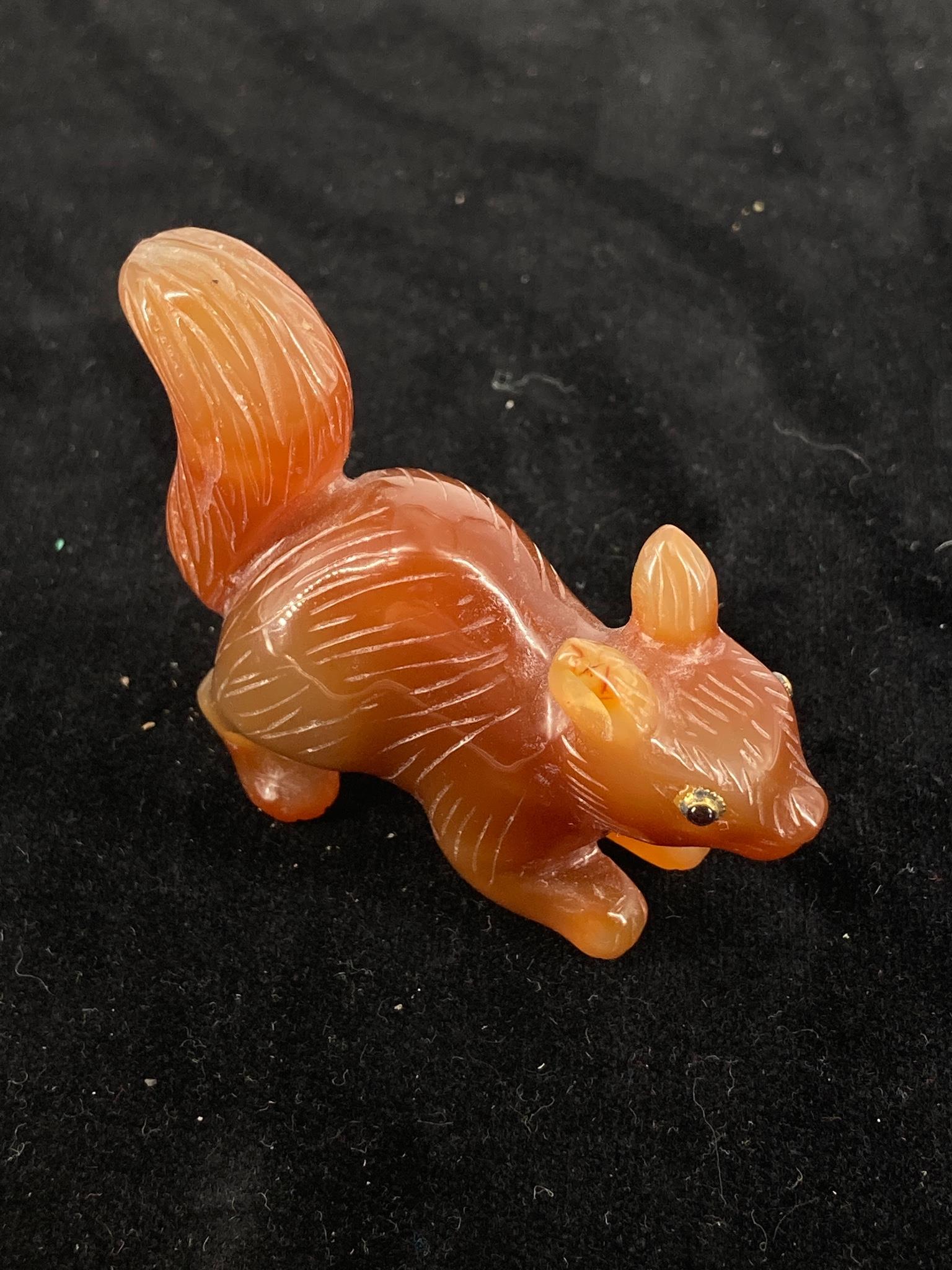 Carved Carnelian Stone Squirrel (1 of 2)