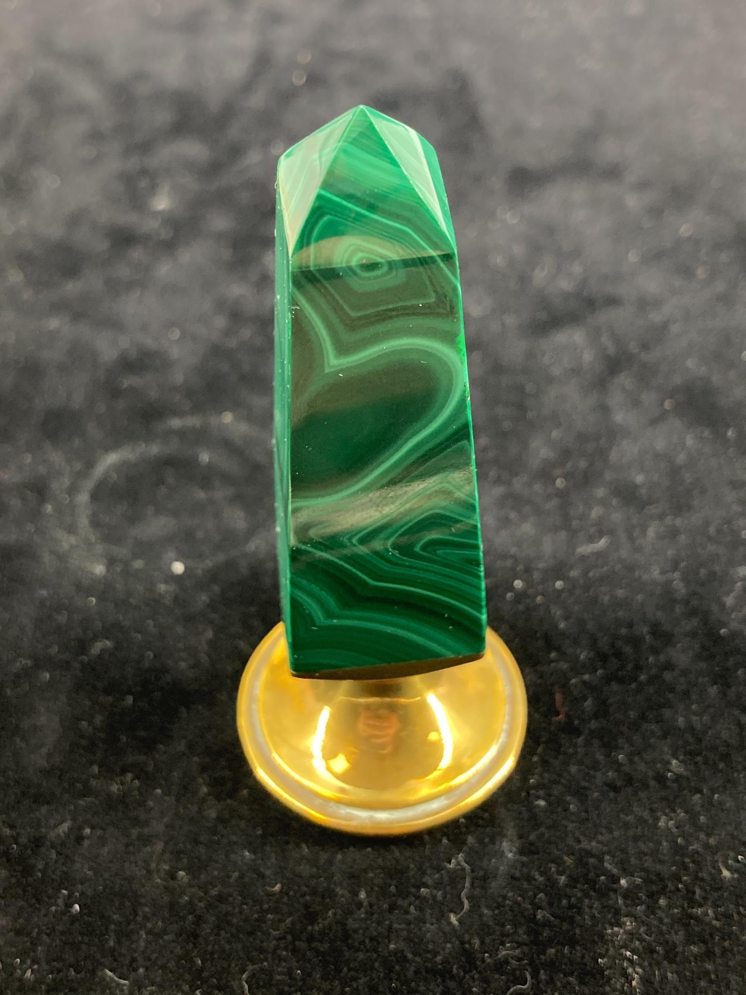 Malachite Wax Seal Stamp: Malachite Wax Seal Stamp "Gibson's of Greenbrier" stamp with brass base and malachite stone topper, 3.5" in length, age related wear.