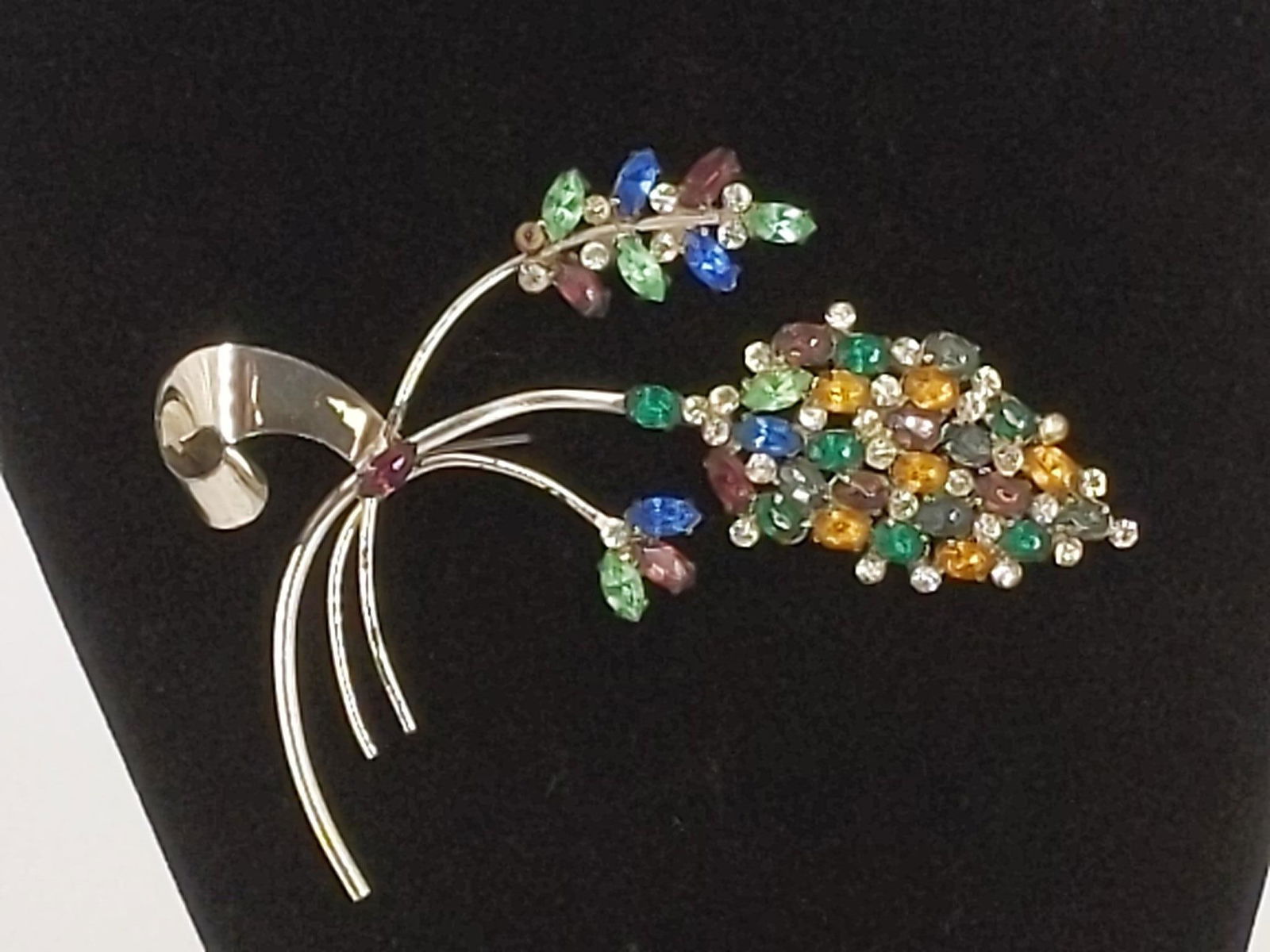 Vintage Sterling Silver and Rhinestone Cluster Pin (1 of 3)