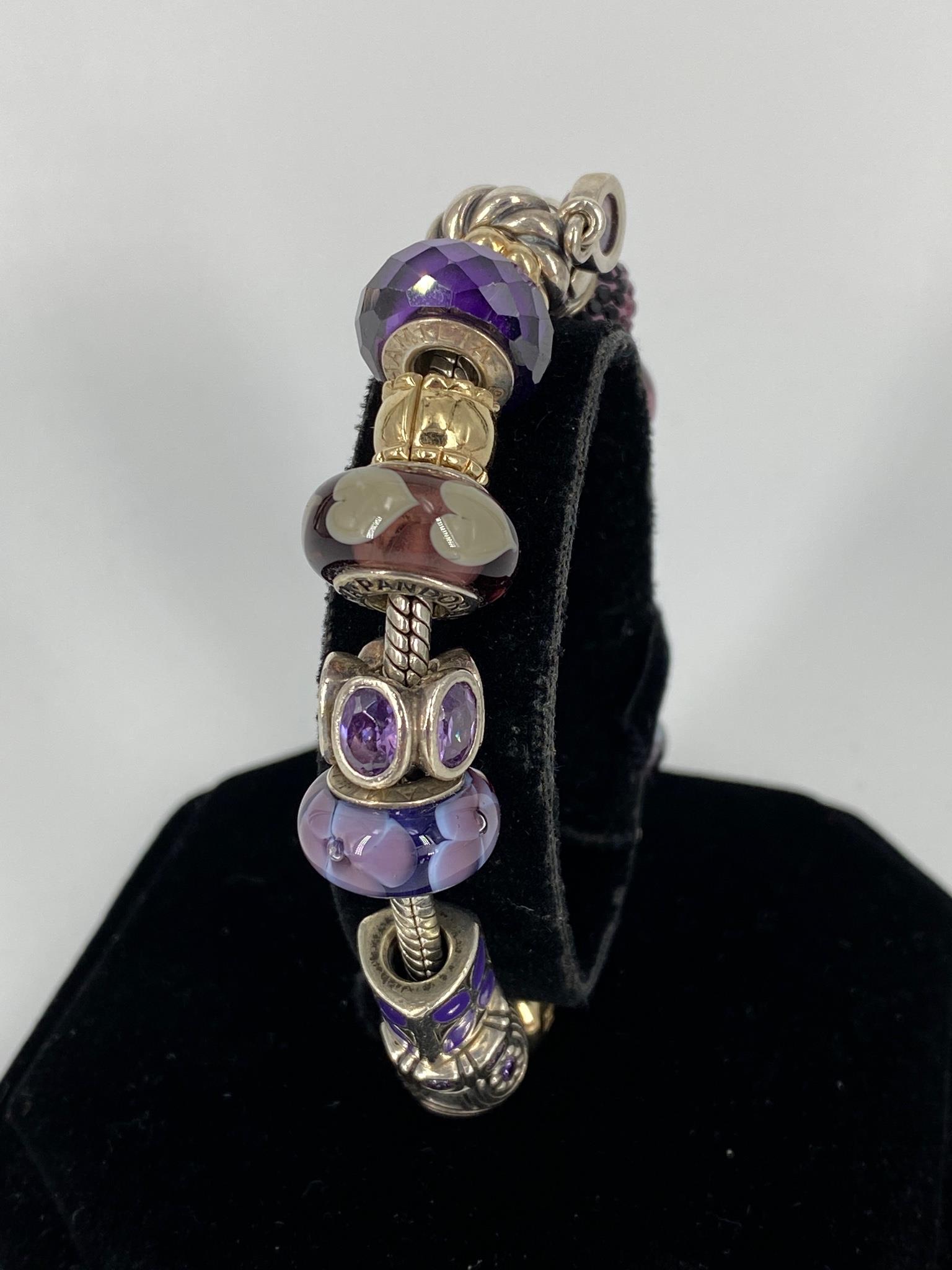 Sterling Silver Pandora Bracelet With Gold & Gemstone (1 of 2)