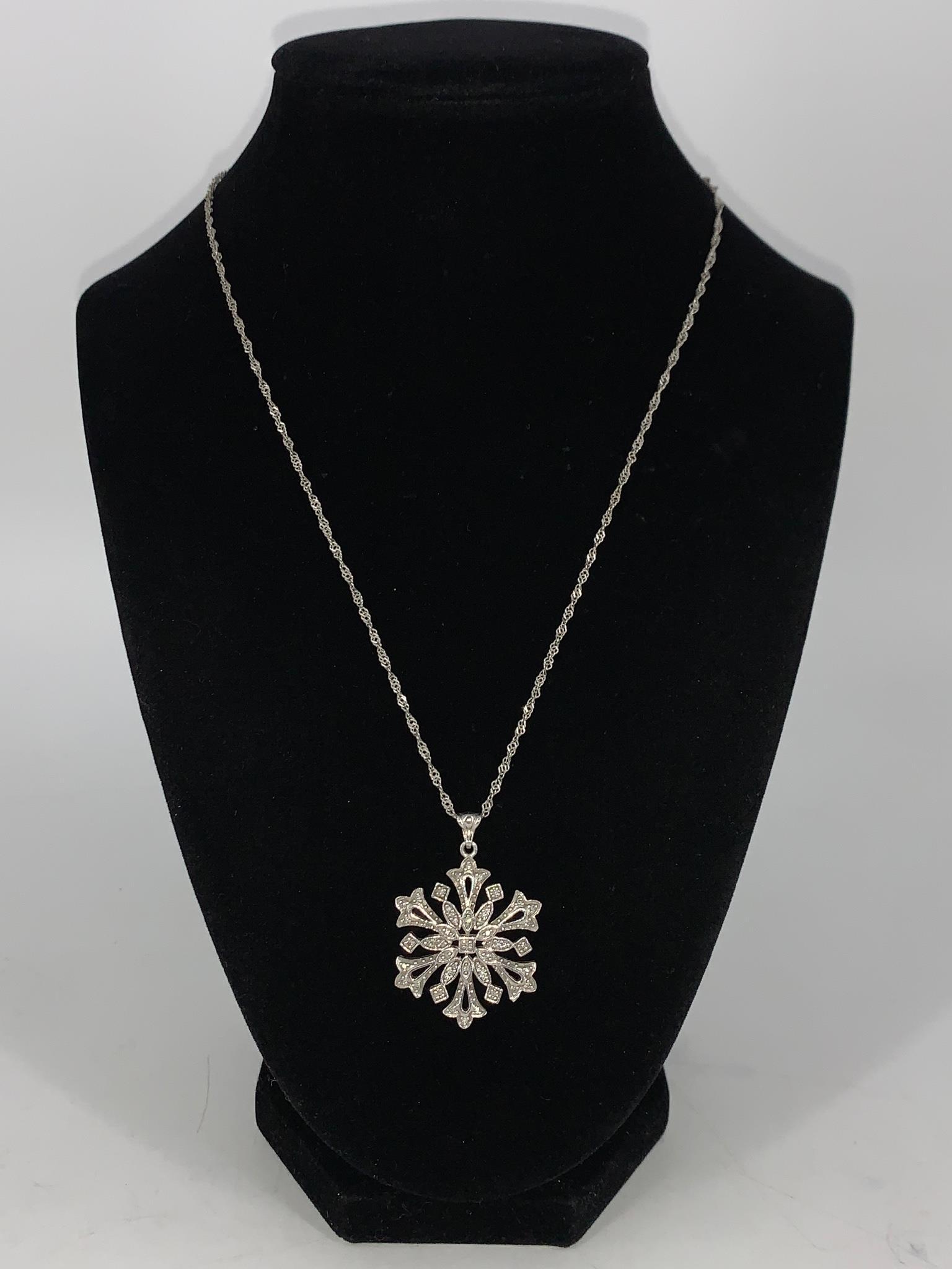 Sterling Silver & Diamond Snowflake Pendant (1 of 3)