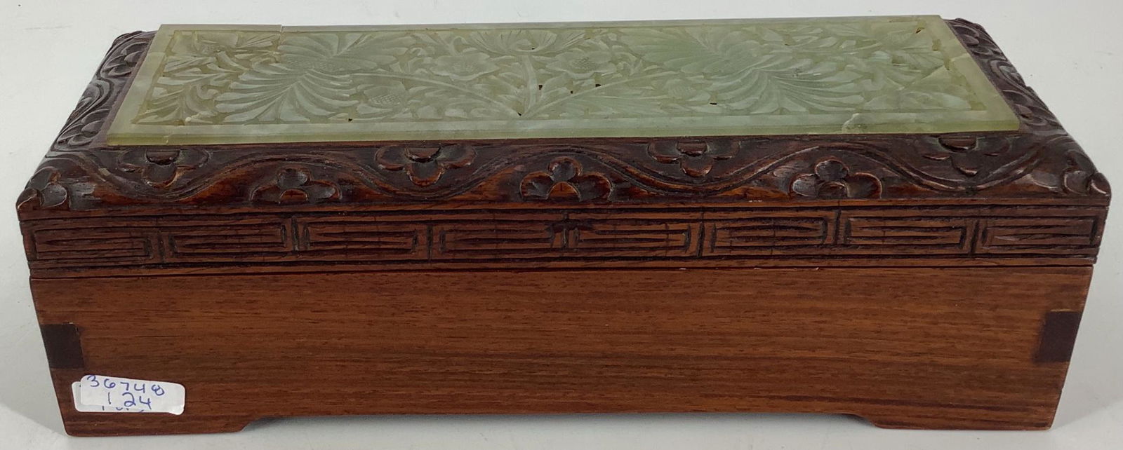 Vintage Hand Carved Wood / Jade Box (1 of 5)