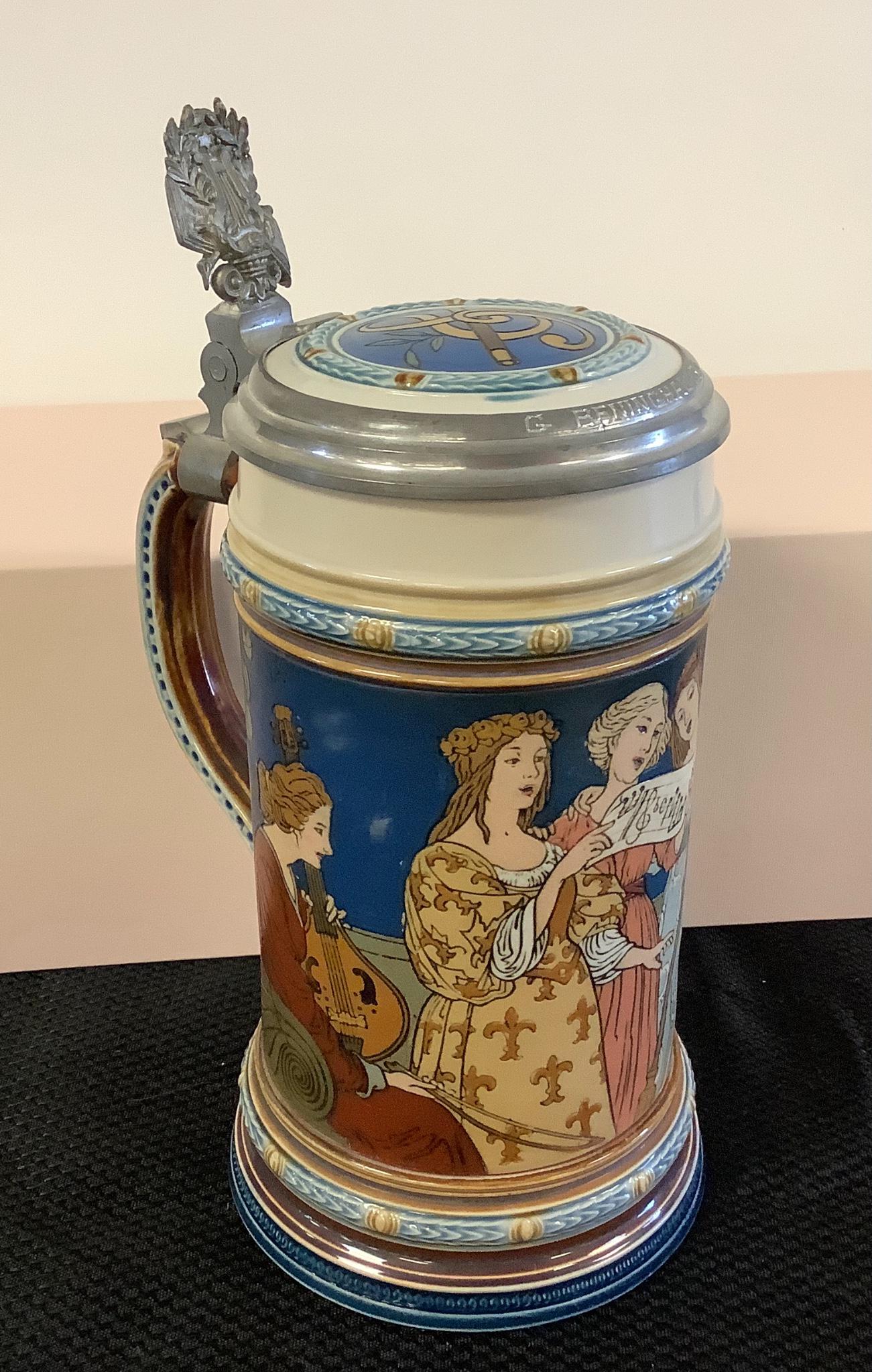 Vintage Mettlach Stein #2581 is approx. 9" tall and has (1 of 3)