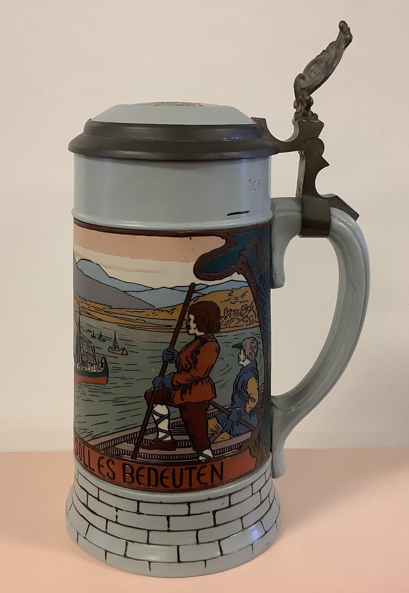 Mettlach Stein from Brick Wall series, #2833, with (1 of 3)