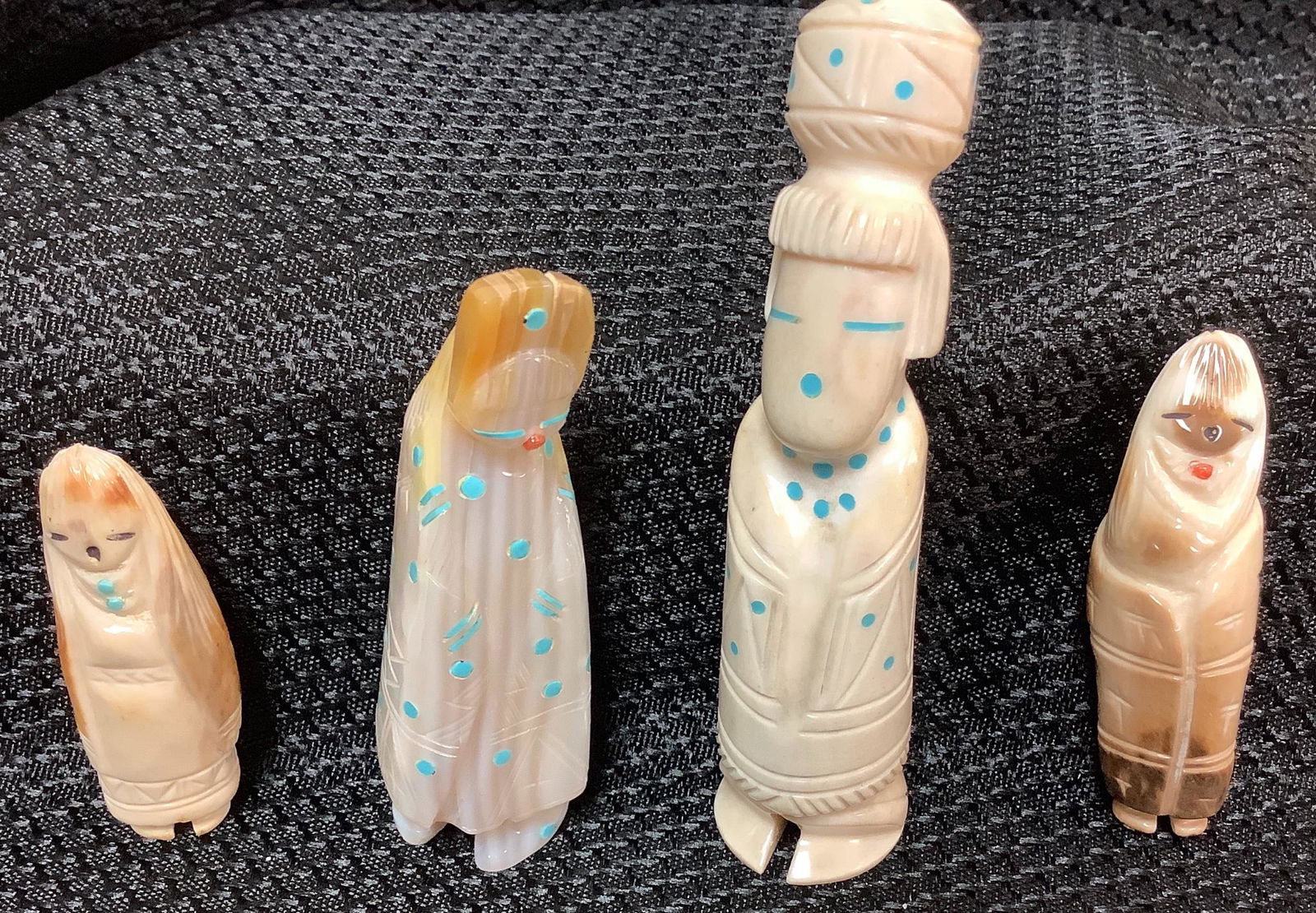 Lot of 4 Zuni carved mother and grandmother fetish with (1 of 2)