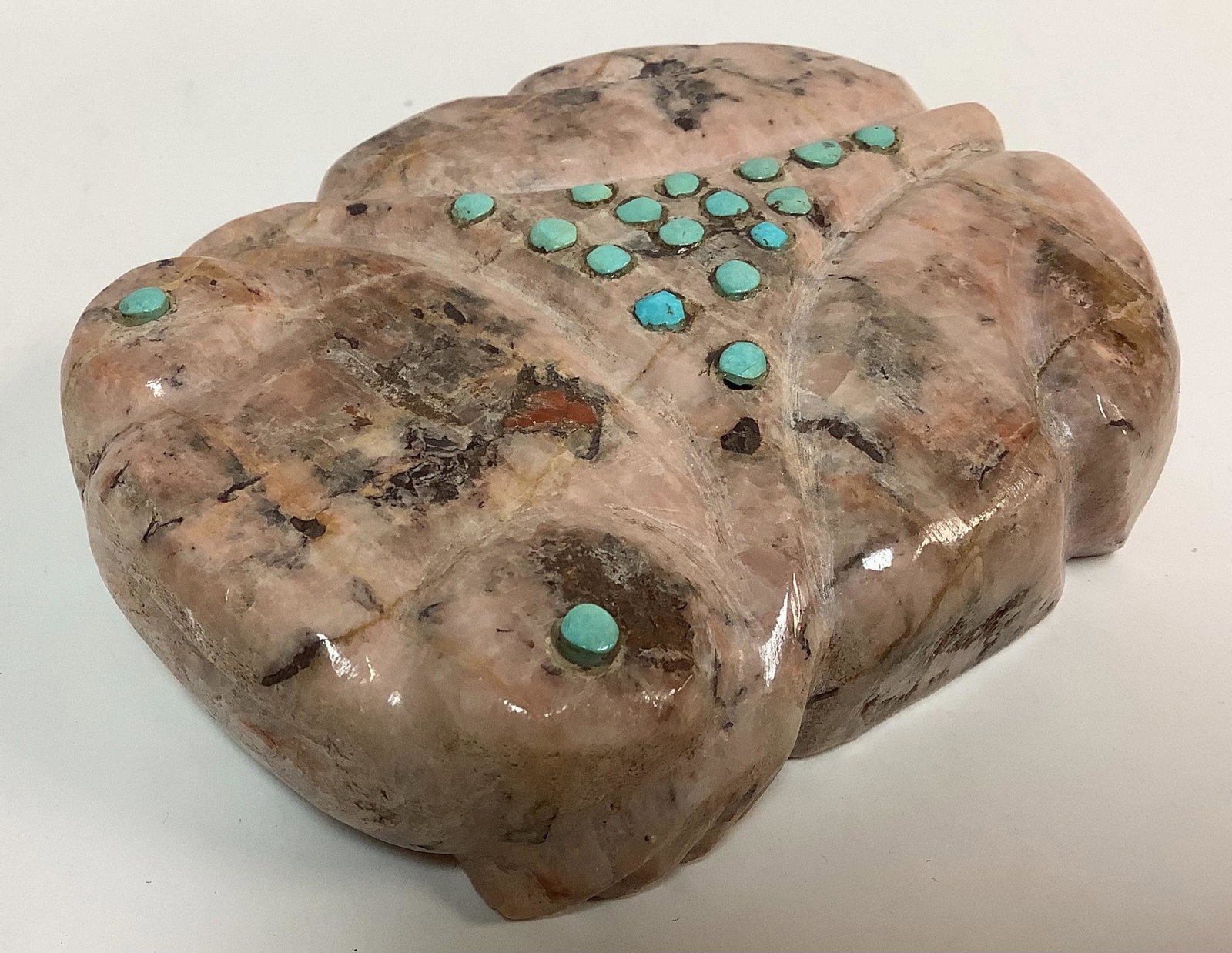 4" x 3.25" x 1" flat Zuni fetish pink stone animal with (1 of 6)