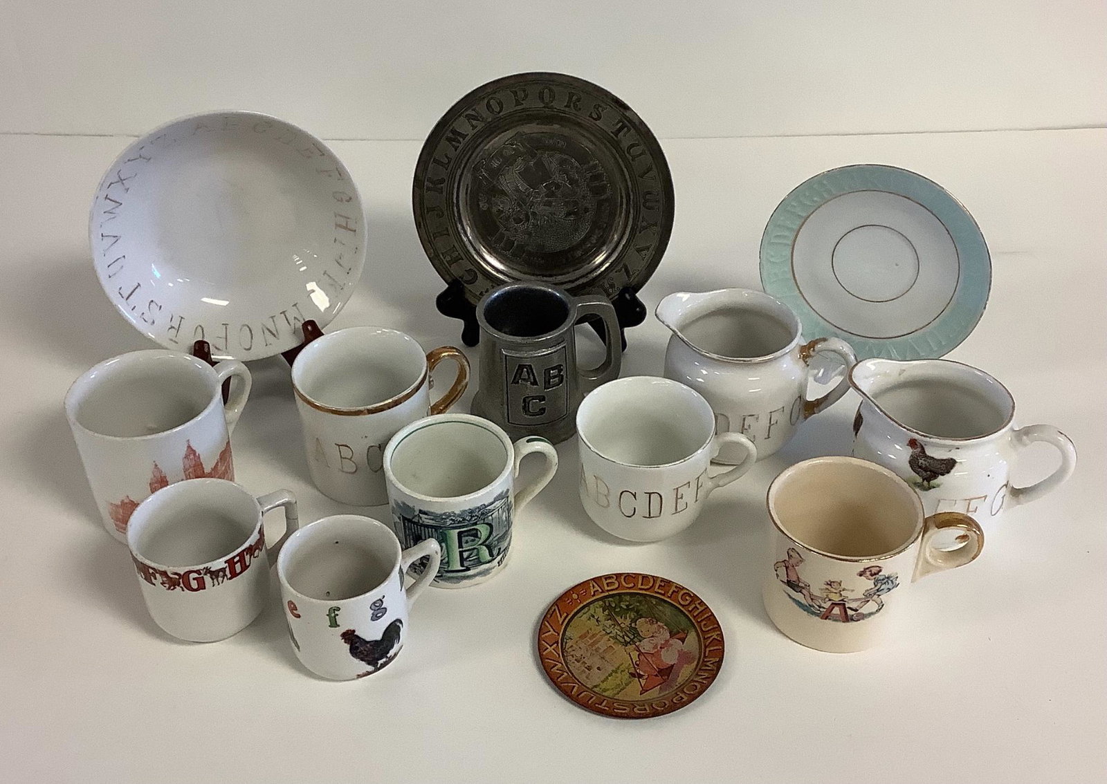 Early Staffordshire type ABC pieces with cups measuring (1 of 4)