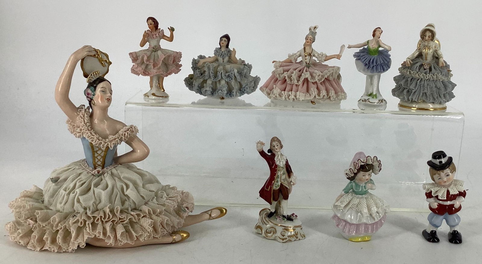 One Dresden lace porcelain ballerina figurine, 6.5"h (1 of 1)