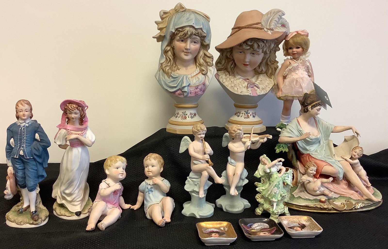 Two Lefton China 8" bisque figurines, "Pinky" and "Blue (1 of 3)