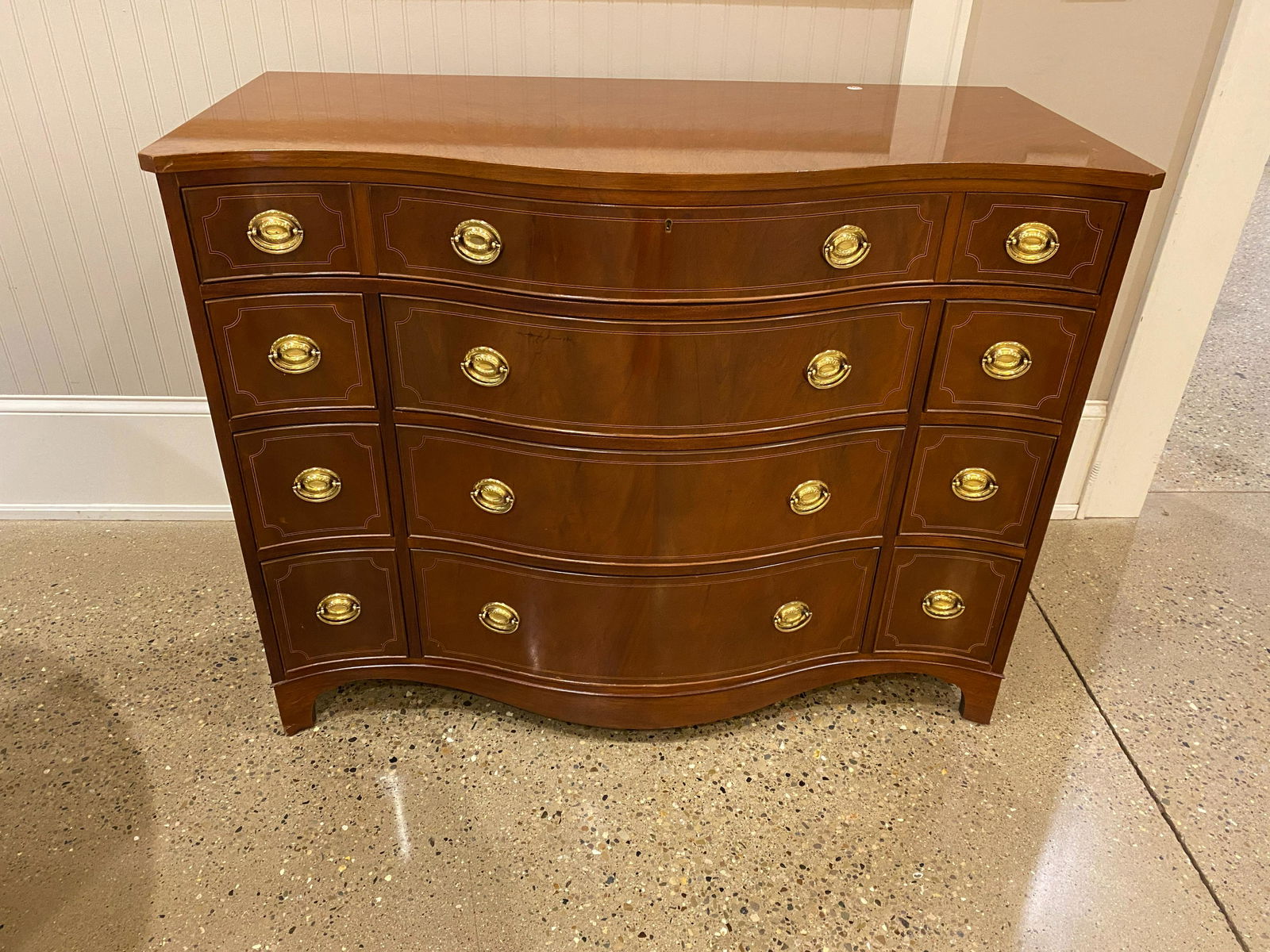 Baker Mahogany serpentine front 10 drawer chest with (1 of 5)