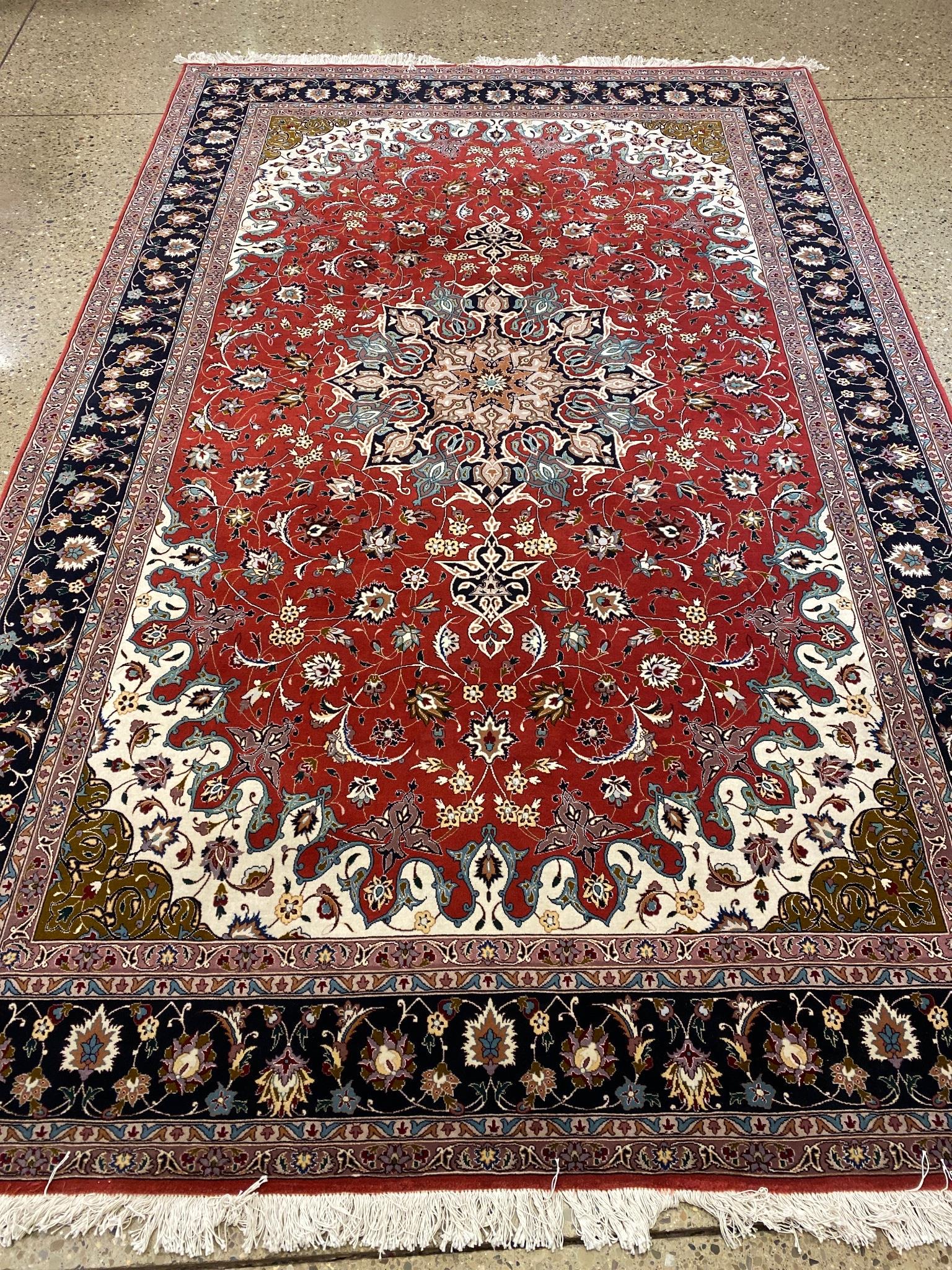 Oriental rug, silk and wool Qum, 6'10" x 10'9" This lot (1 of 6)